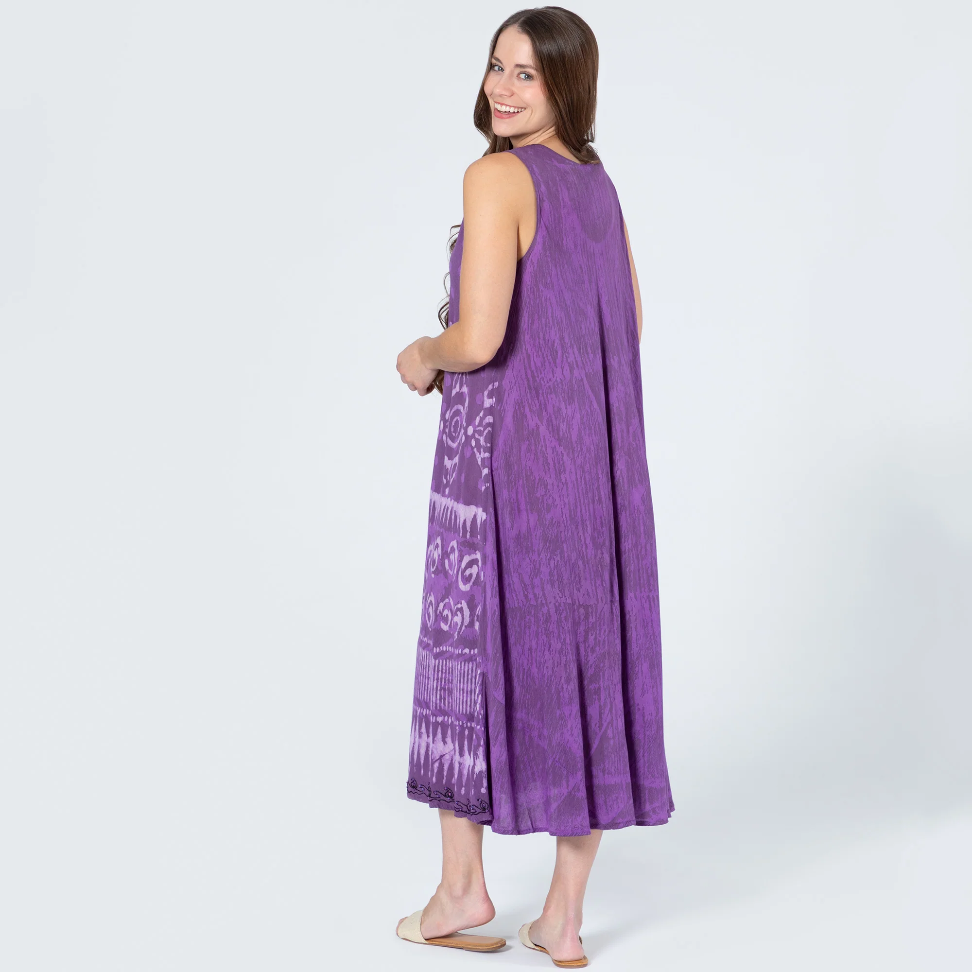 Purple Tie-Dye & Dots Sleeveless Dress - Image 6