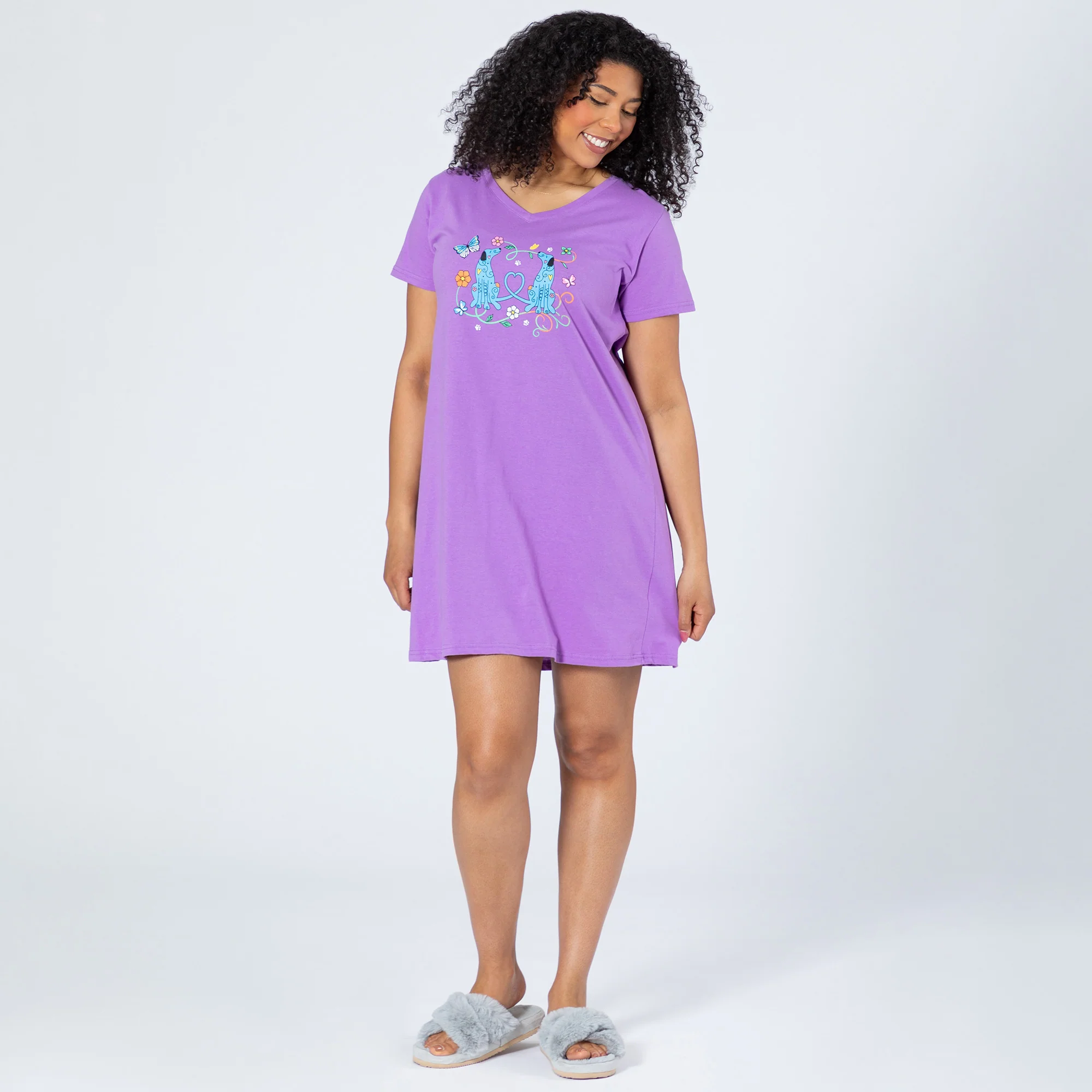 Flowers & Festive Pet V-Neck Nightgown - Image 6