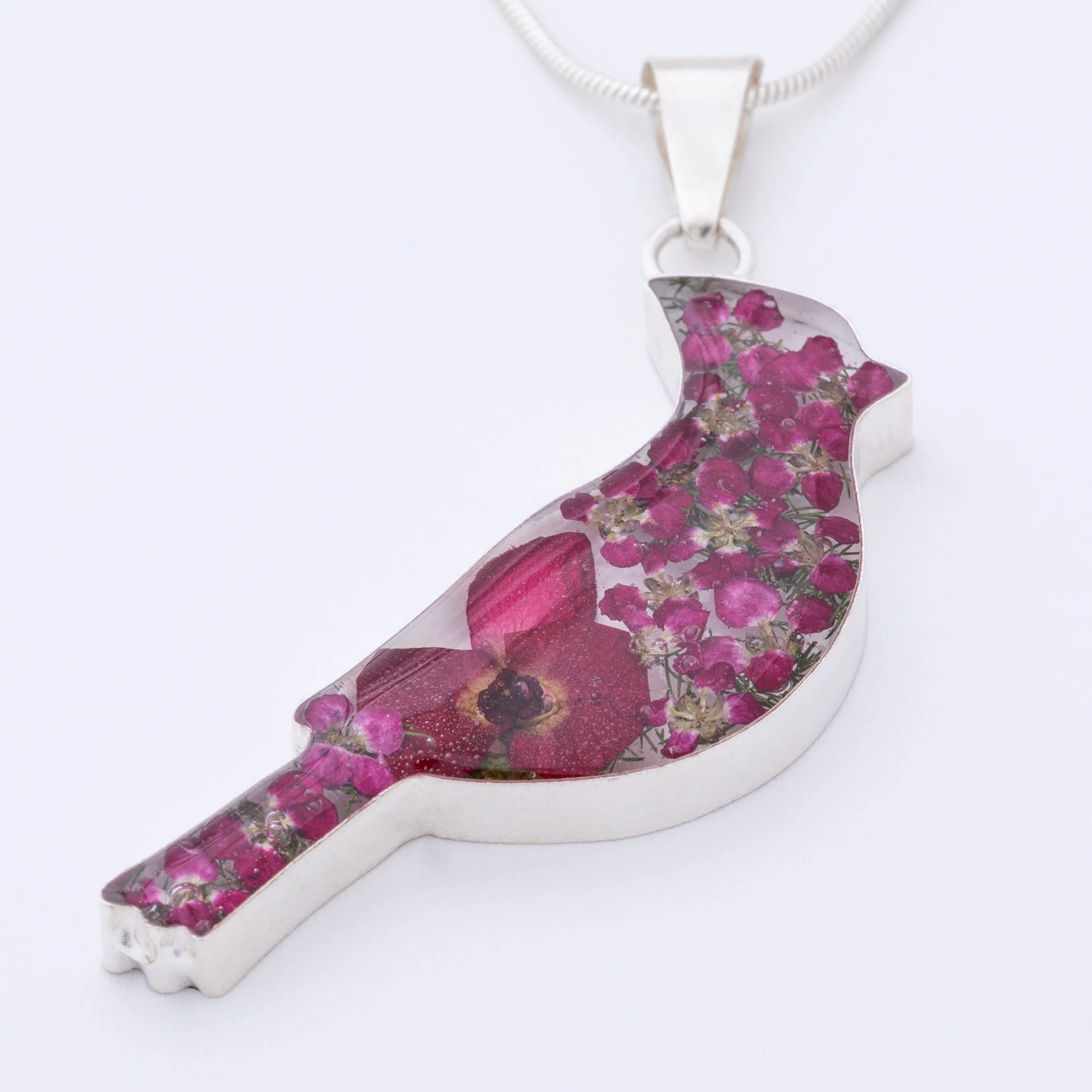 Real Flowers & Sterling Cardinal Necklace - Image 2