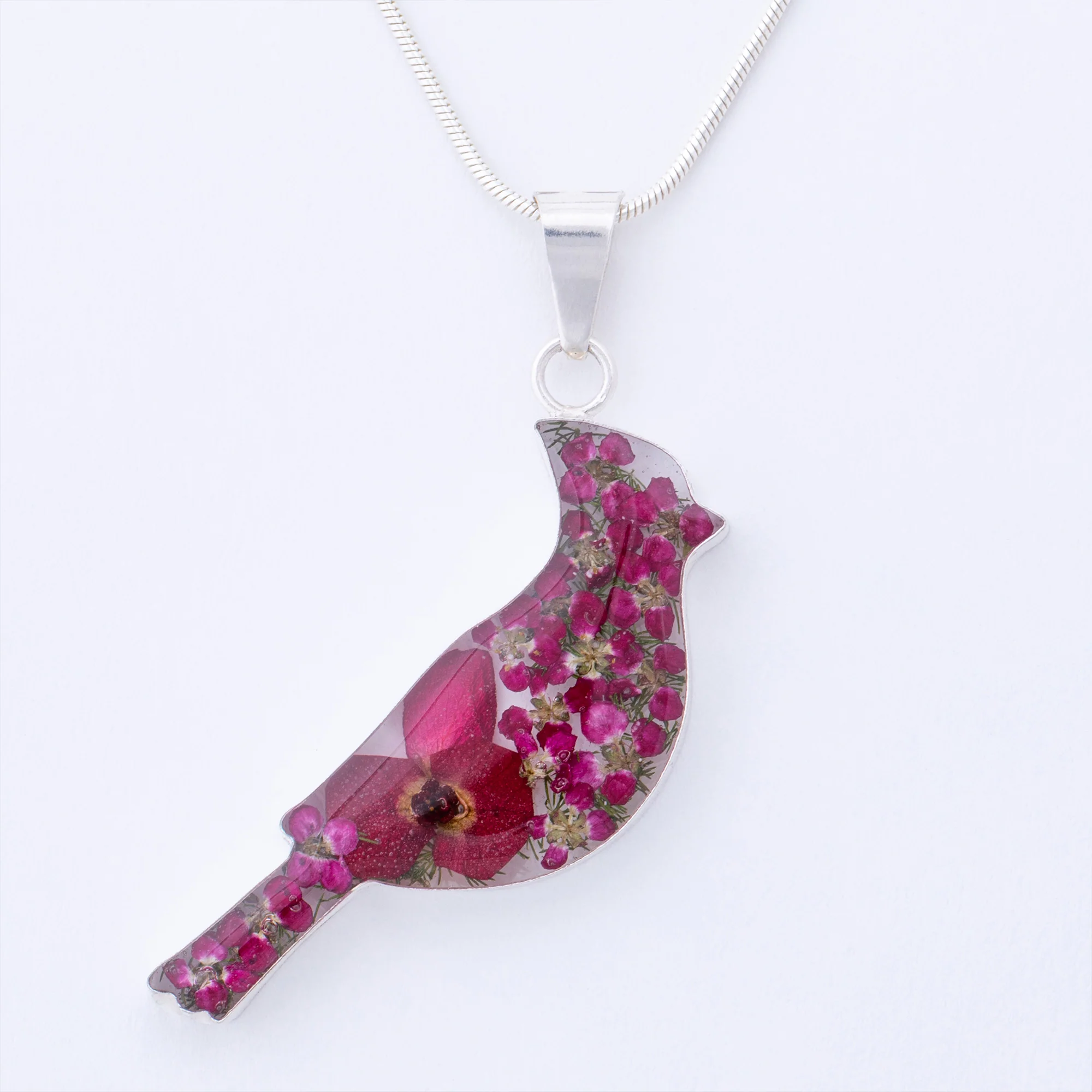 Real Flowers & Sterling Cardinal Necklace - Image 4