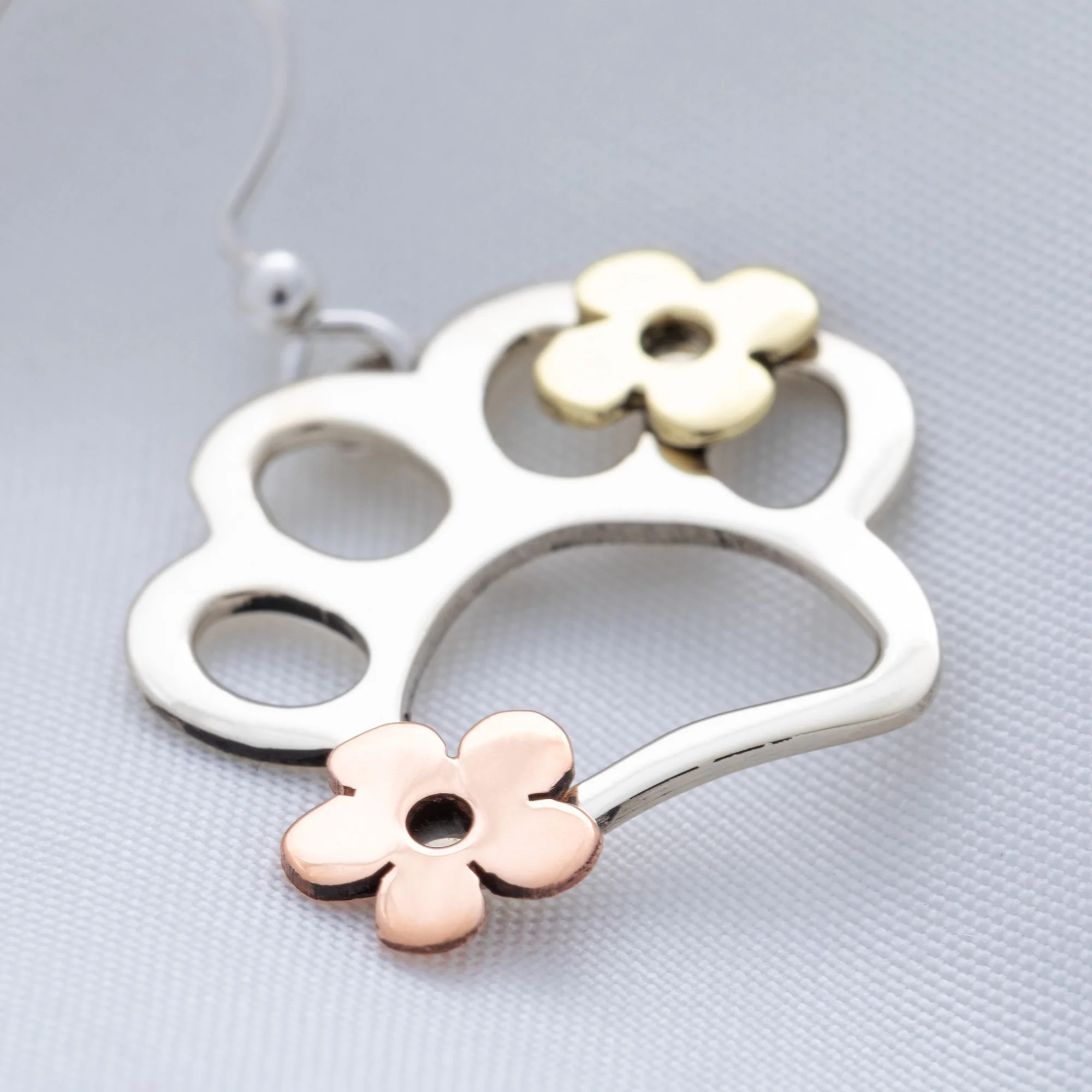 Paws & Flowers Mixed Metal Earrings - Image 2