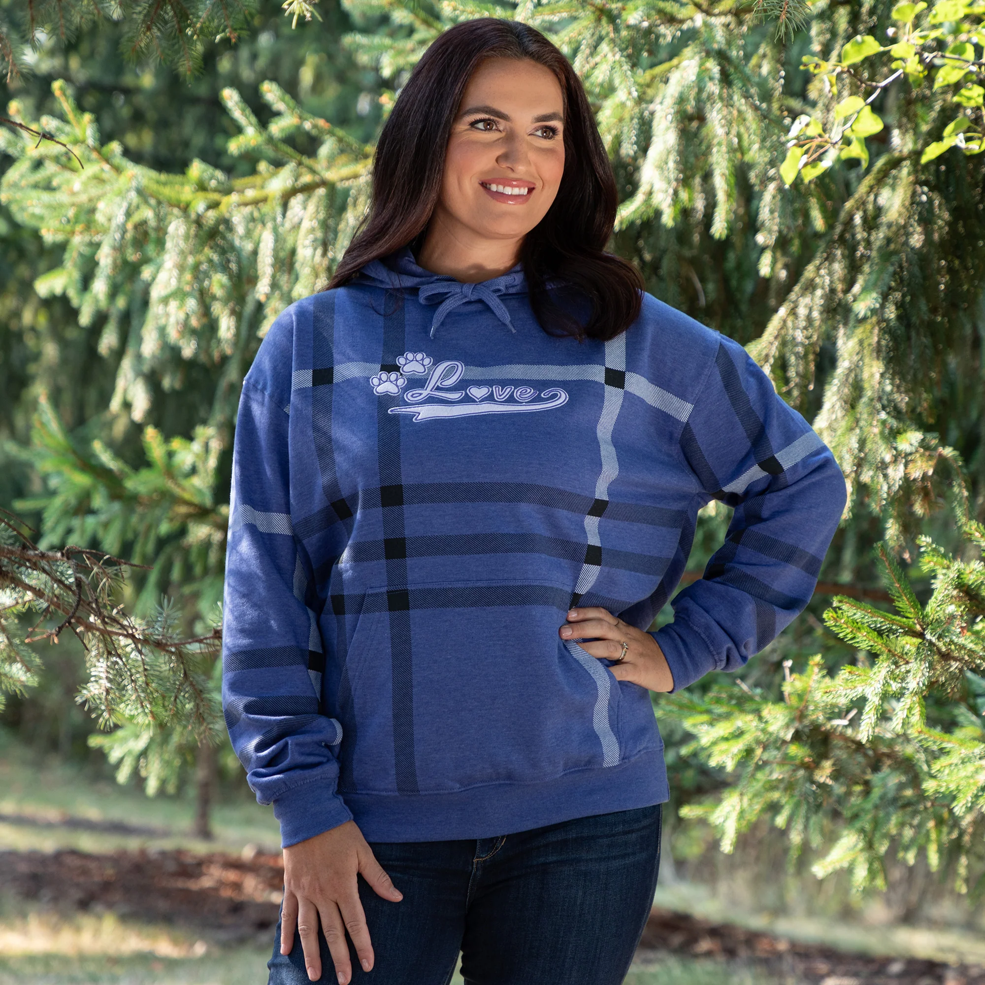 Plaid Paw with Love Hooded Sweatshirt - Image 11
