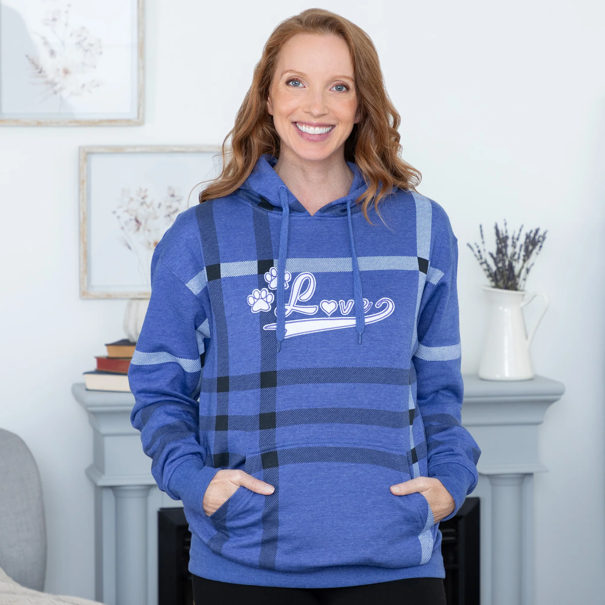 Plaid Paw with Love Hooded Sweatshirt - Image 16