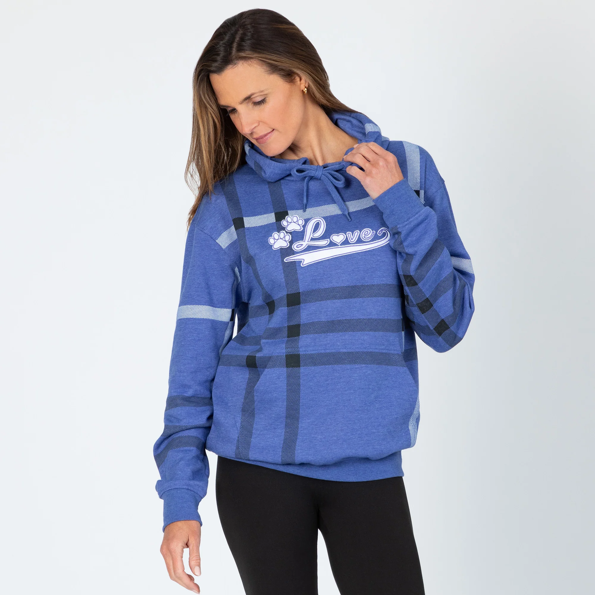Plaid Paw with Love Hooded Sweatshirt - Image 20
