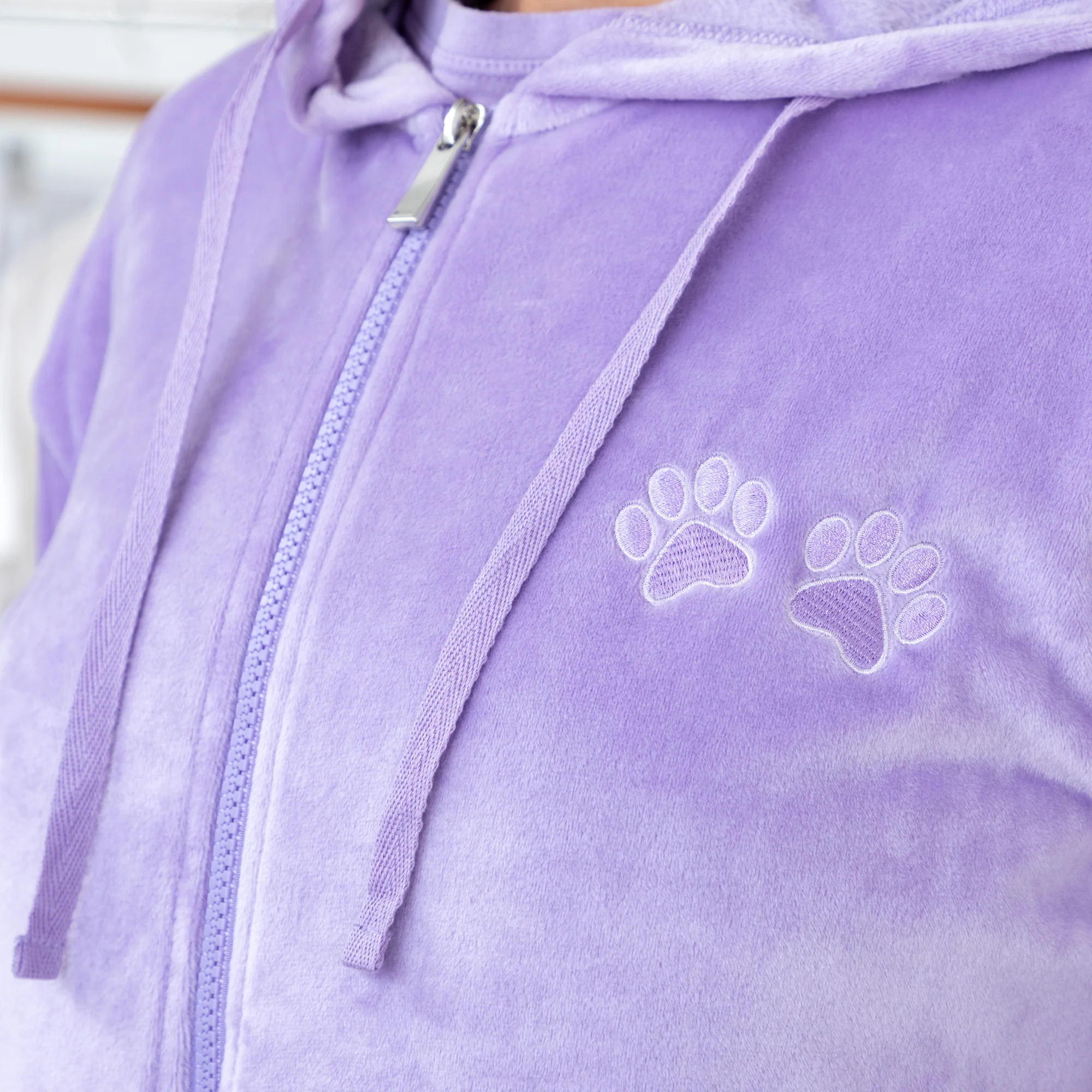 Paw Print Velour Zip Hoodie - Image 11