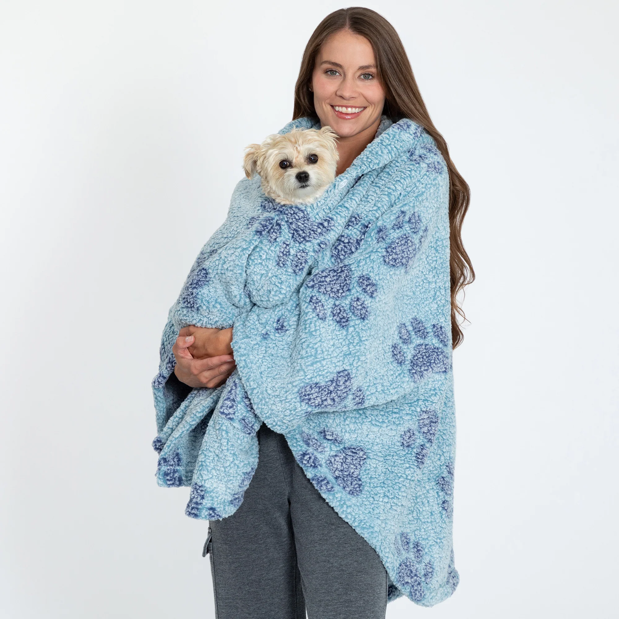 Cozy in Paws Plush Sherpa Fleece Hooded Cape with Pockets - Image 13