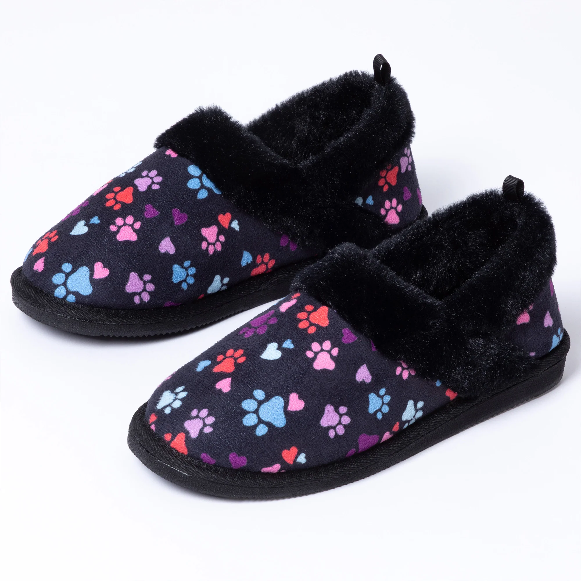 Paw Print Faux Fur Lined Indoor/Outdoor Slipper Shoes - Image 13