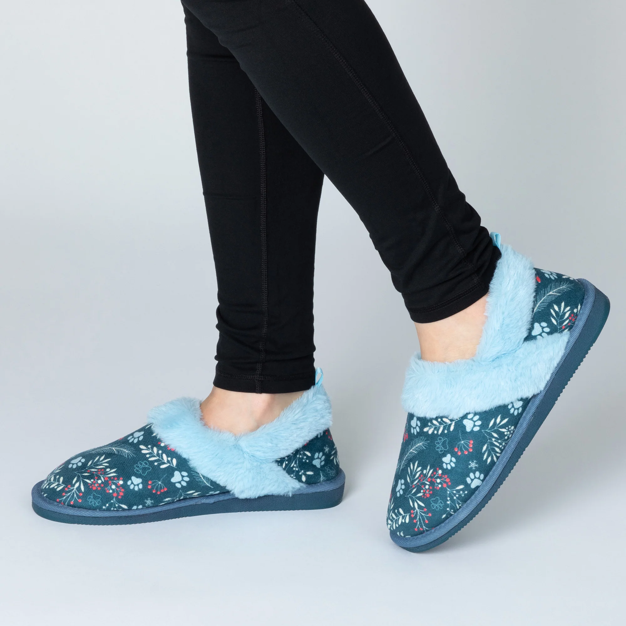 Paw Print Faux Fur Lined Indoor/Outdoor Slipper Shoes - Image 16