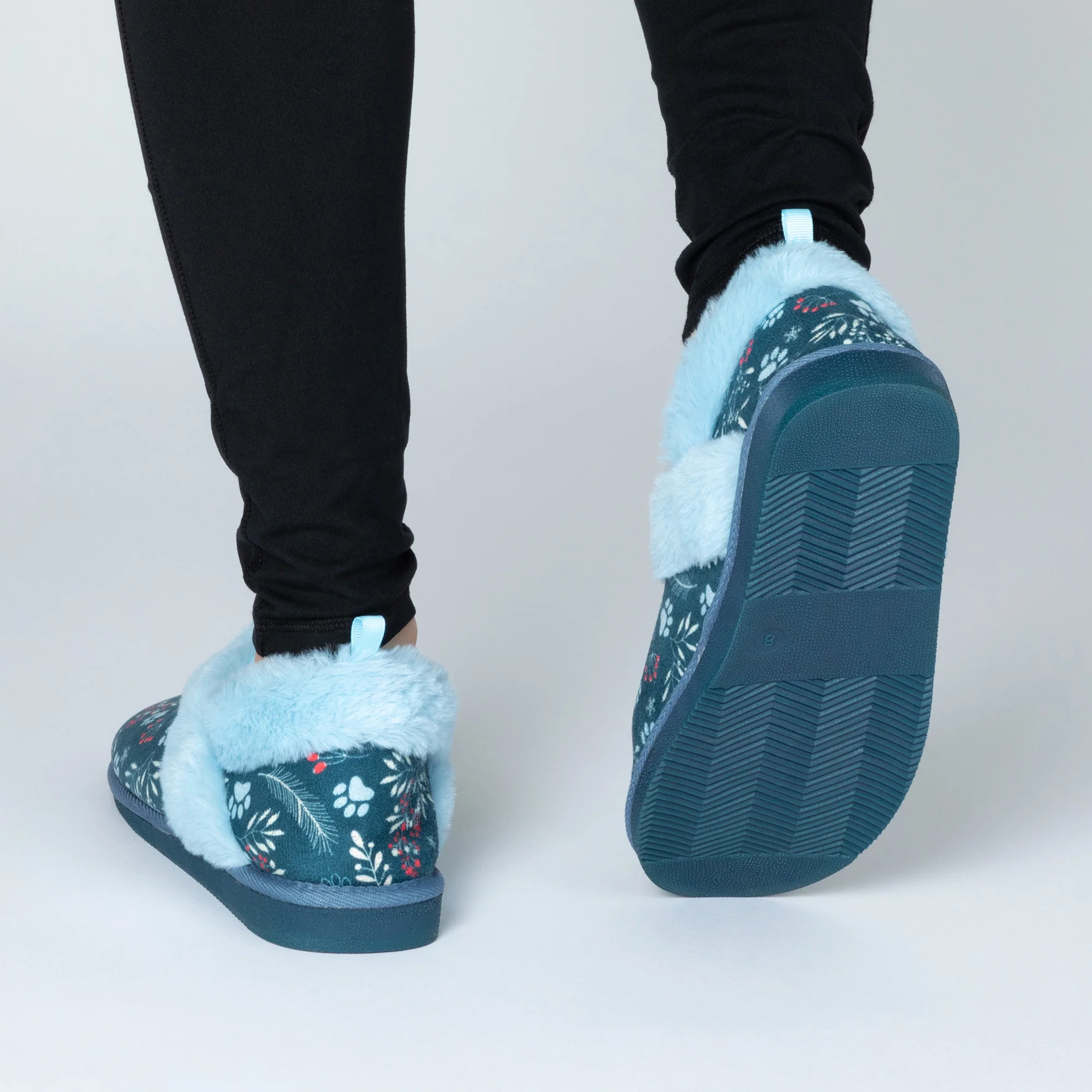 Paw Print Faux Fur Lined Indoor/Outdoor Slipper Shoes - Image 17