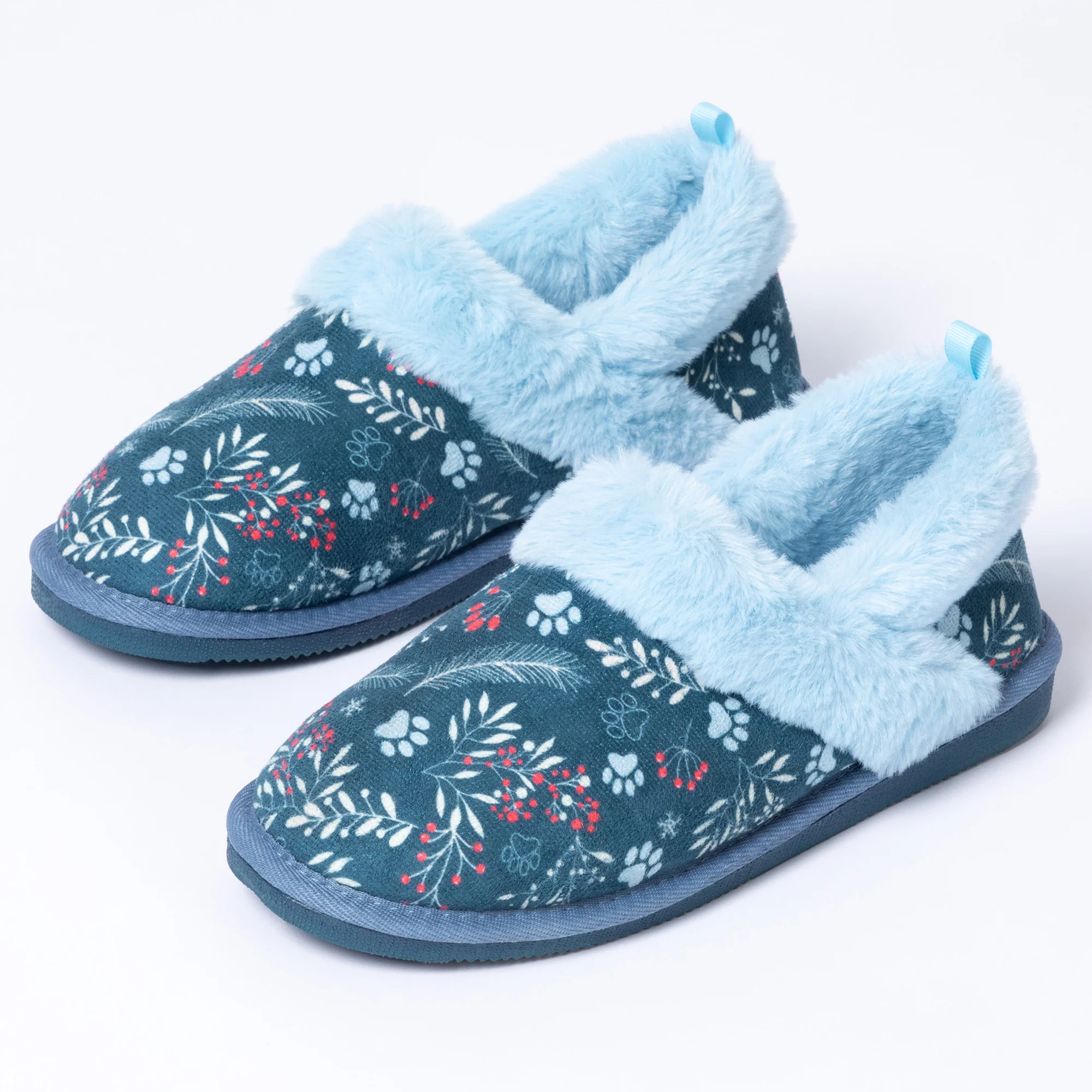 Paw Print Faux Fur Lined Indoor/Outdoor Slipper Shoes - Image 19