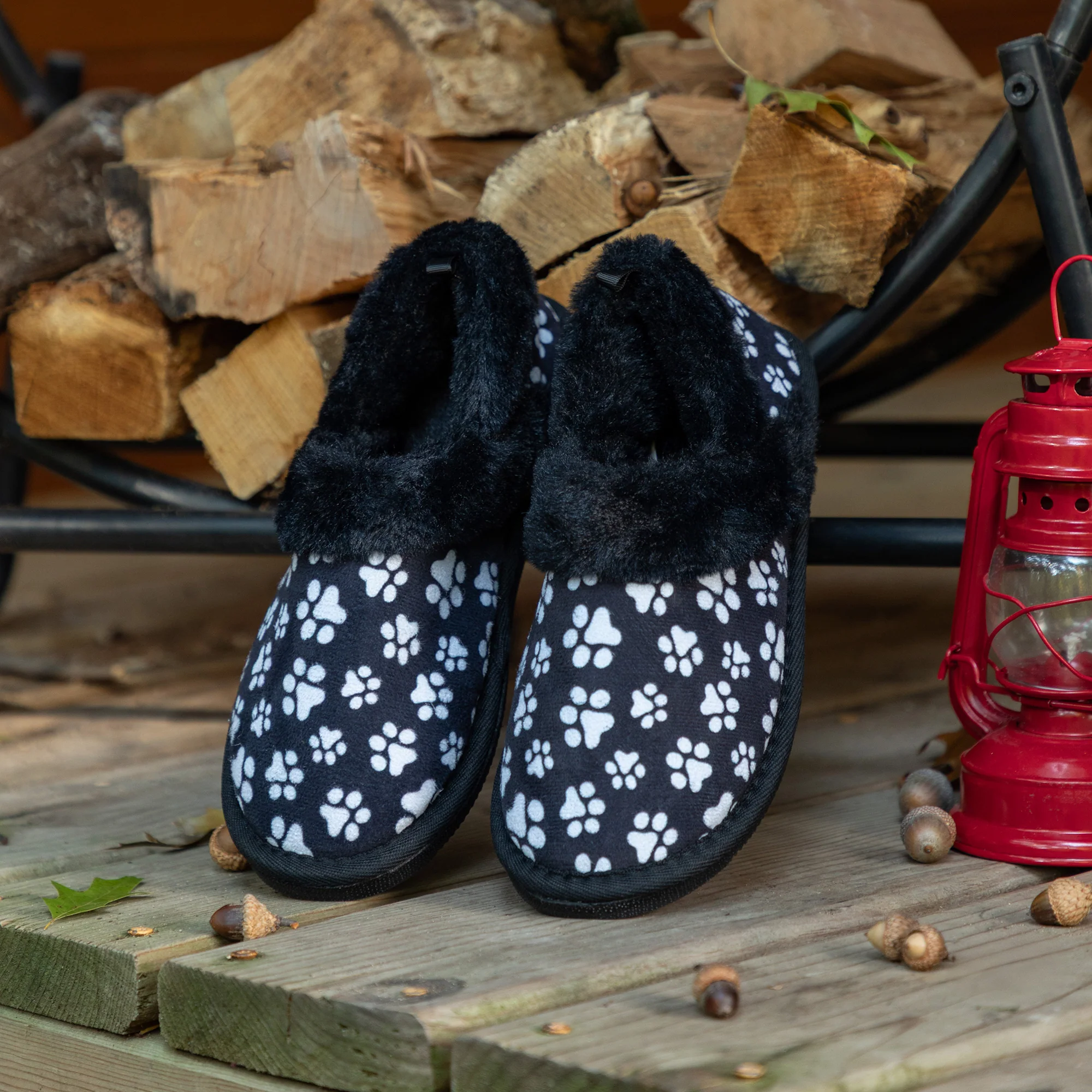 Paw Print Faux Fur Lined Indoor/Outdoor Slipper Shoes - Image 20