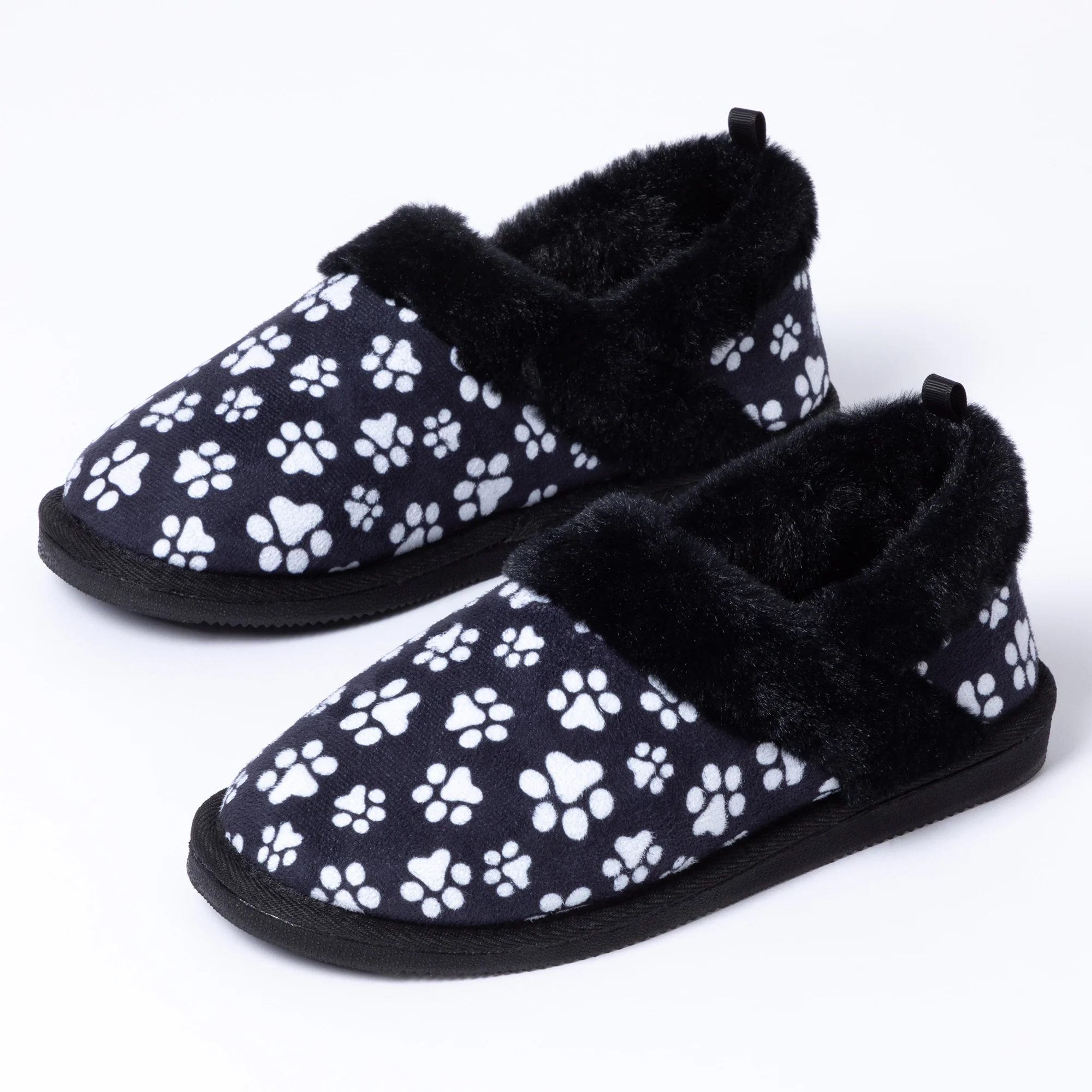 Paw Print Faux Fur Lined Indoor/Outdoor Slipper Shoes - Image 25