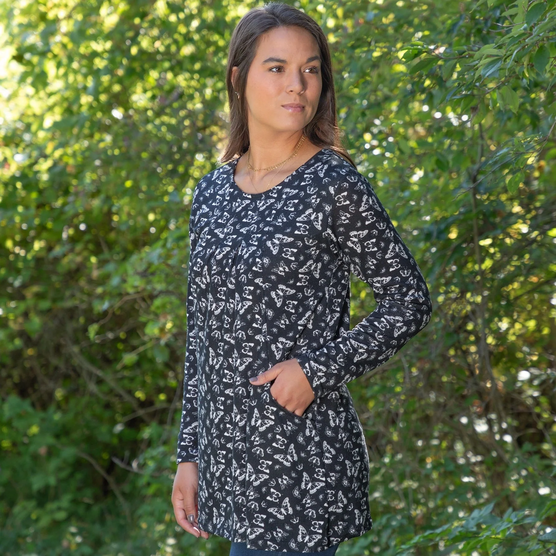 Butterfly Long Sleeve Tunic With Pockets - Image 15