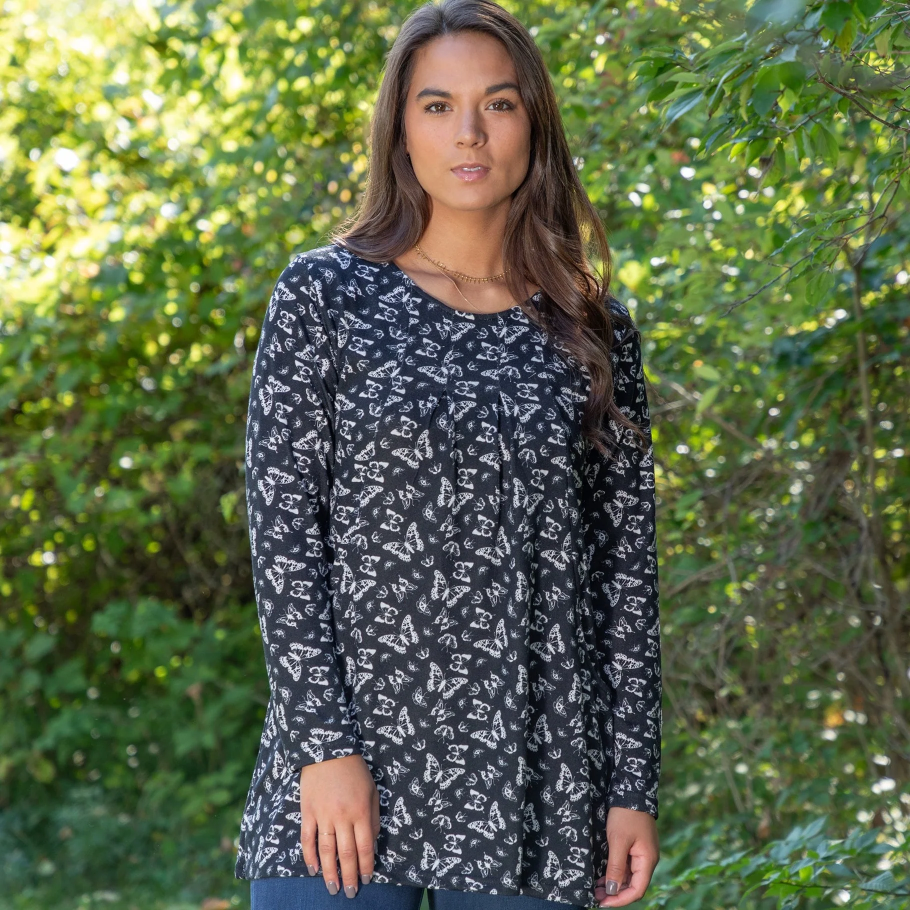 Butterfly Long Sleeve Tunic With Pockets - Image 4