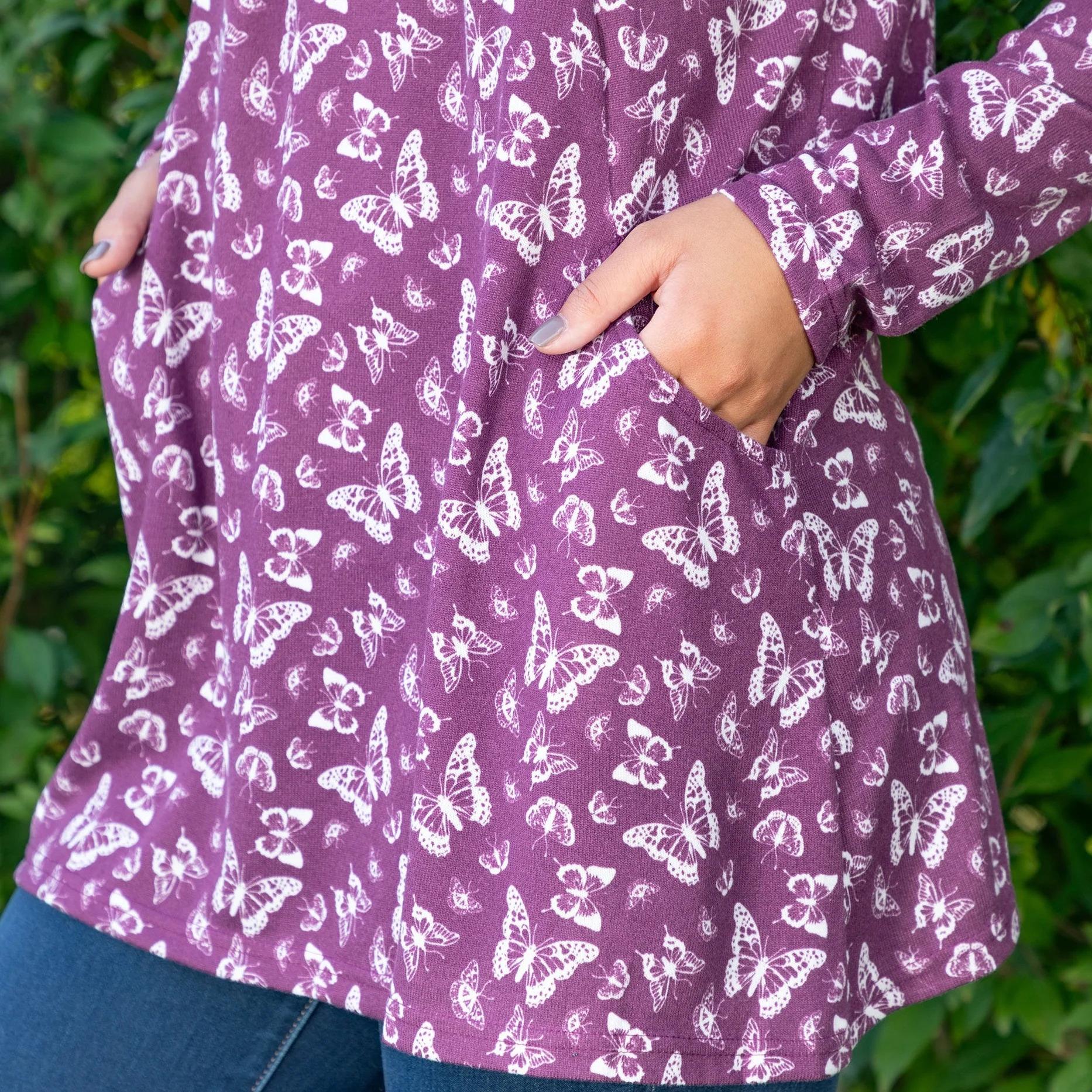 Butterfly Long Sleeve Tunic With Pockets - Image 9