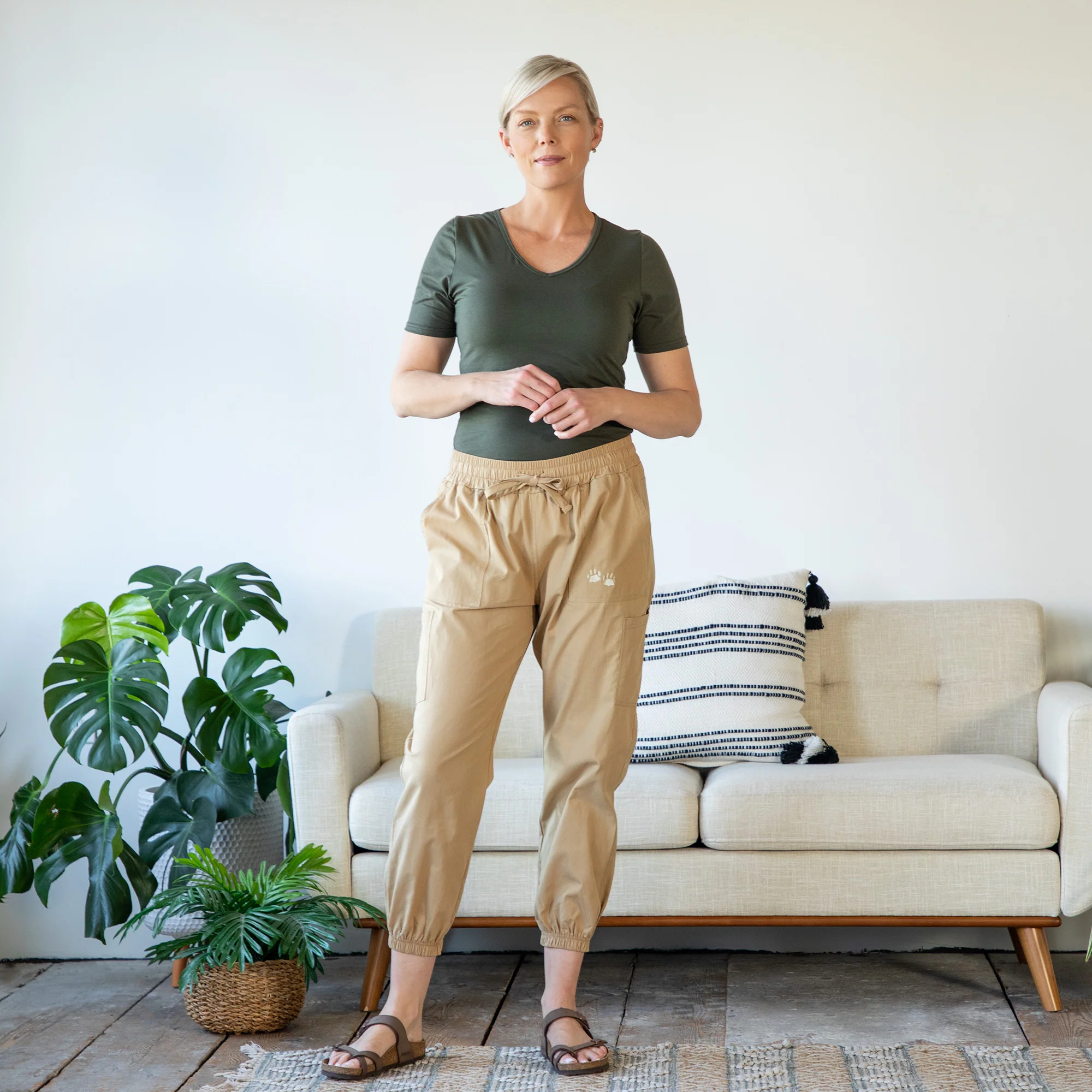 Paw Print Khaki Joggers - Image 2
