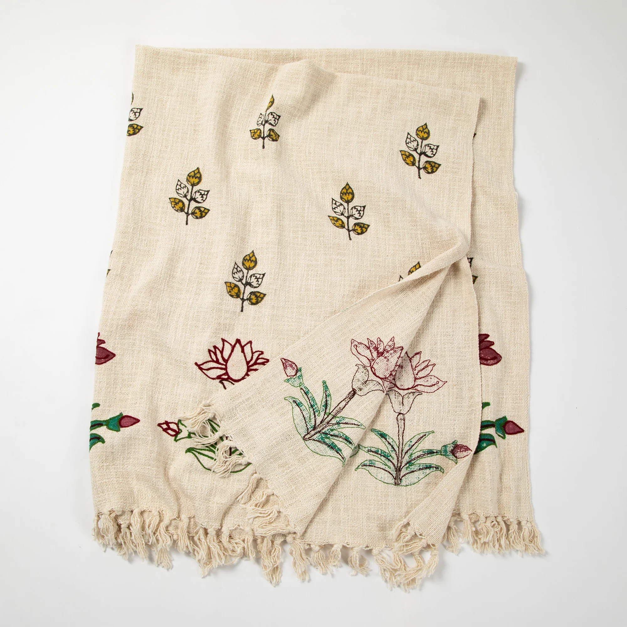 Woven Floral Block Print Throw Blanket - Image 2