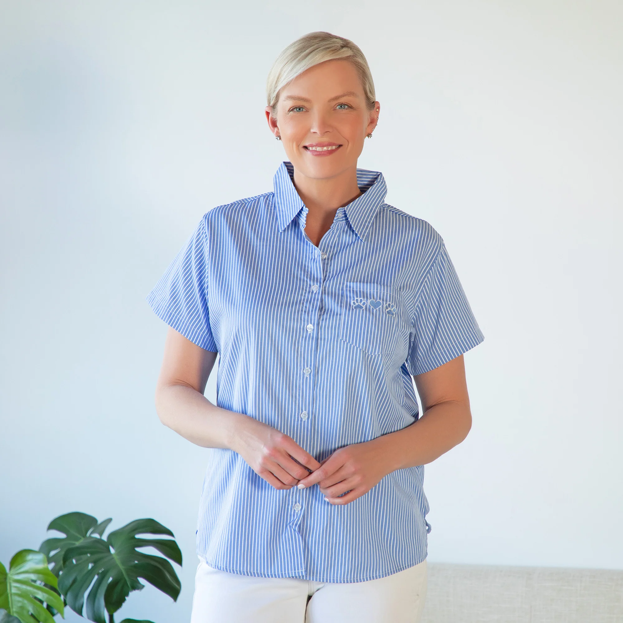 Pinstripe Pet Short Sleeve Button Up Shirt - Image 20