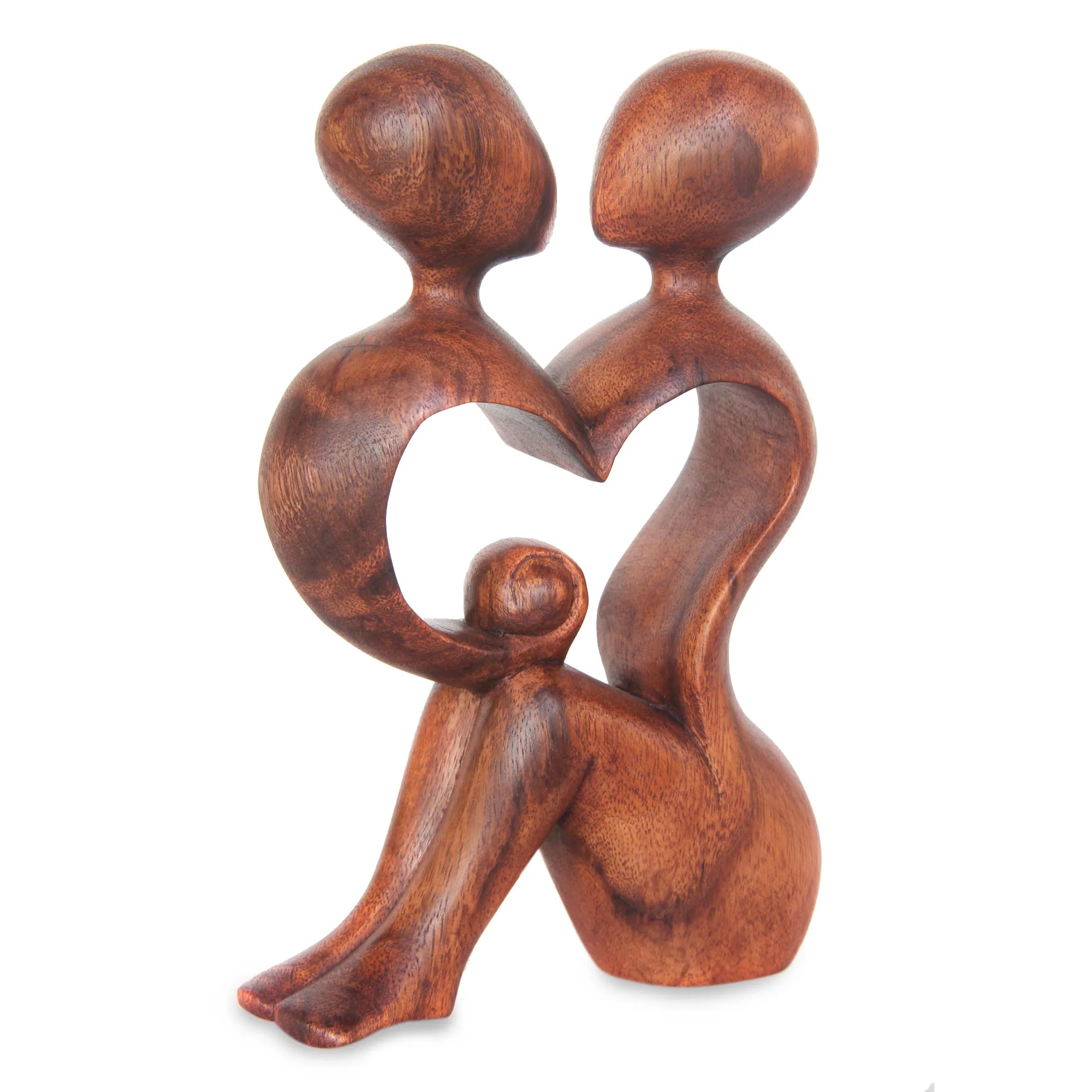 A Heart Shared by Two Romantic Wood Sculpture - Image 3