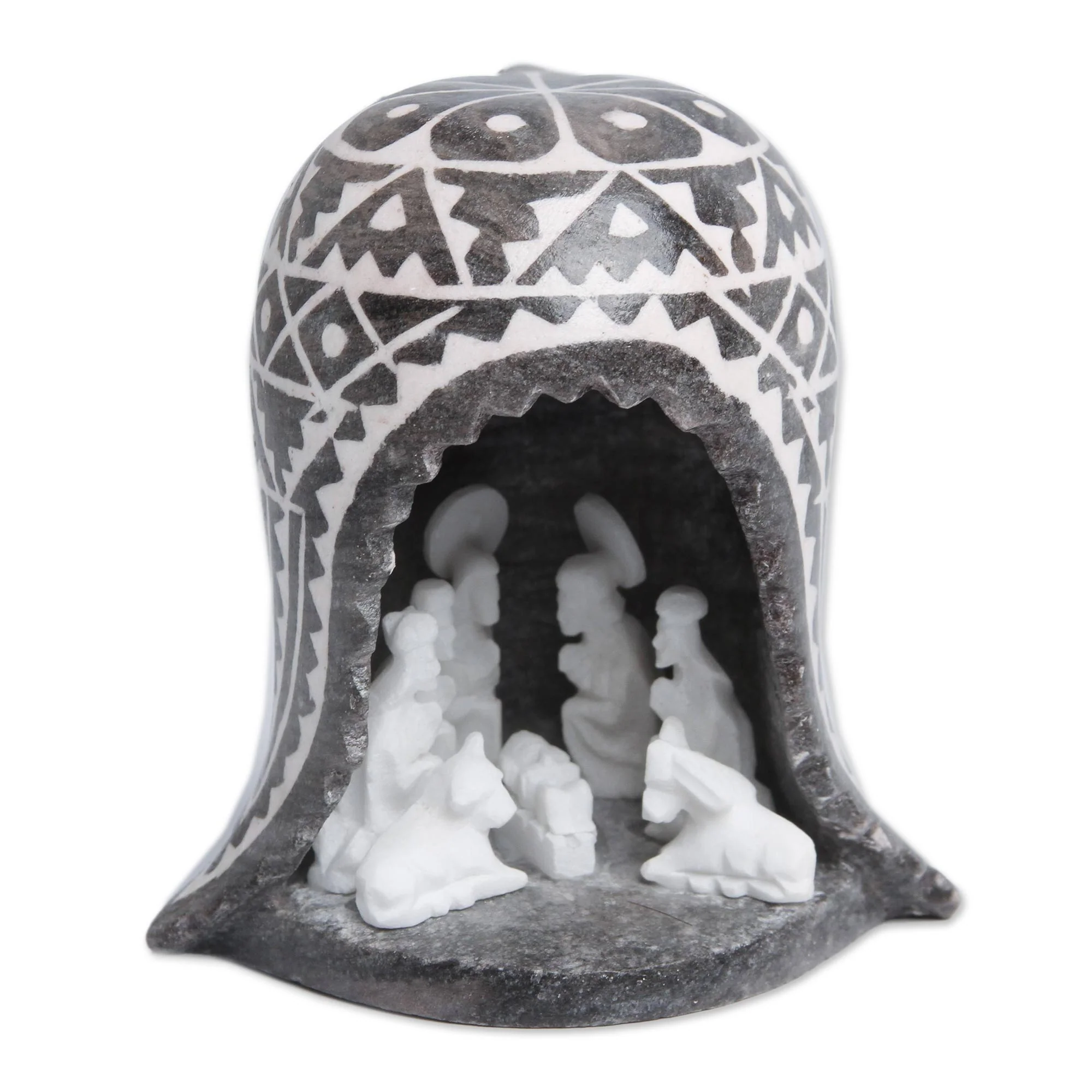 A Peruvian Christmas Unique Alabaster Stone Nativity Scene in a Chullo Hat - Image 2
