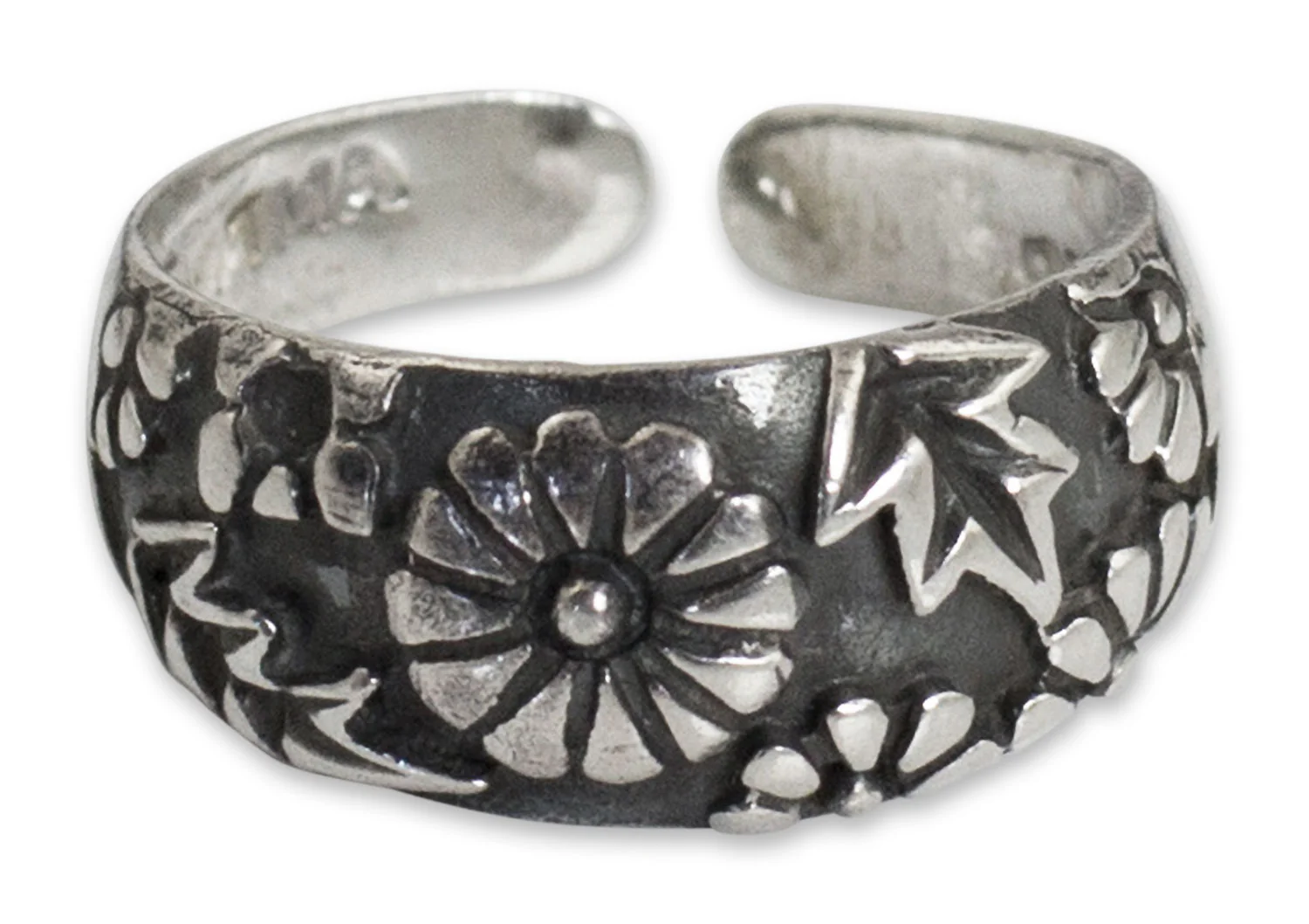 A Walk in the Garden Silver Handmade Toe Ring - Image 2