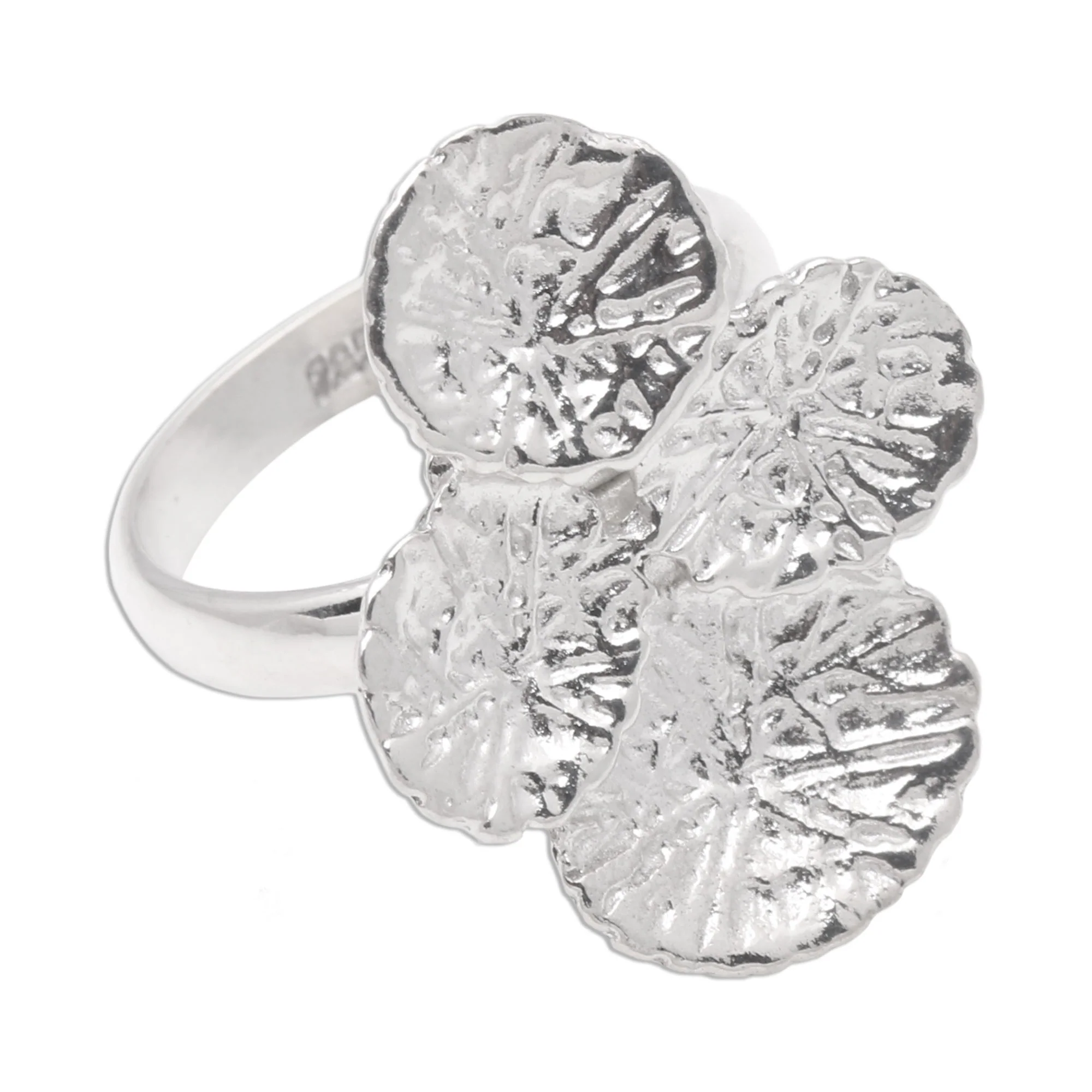 Abstract Pads Modern Sterling Silver Cocktail Ring from Bali - Image 2