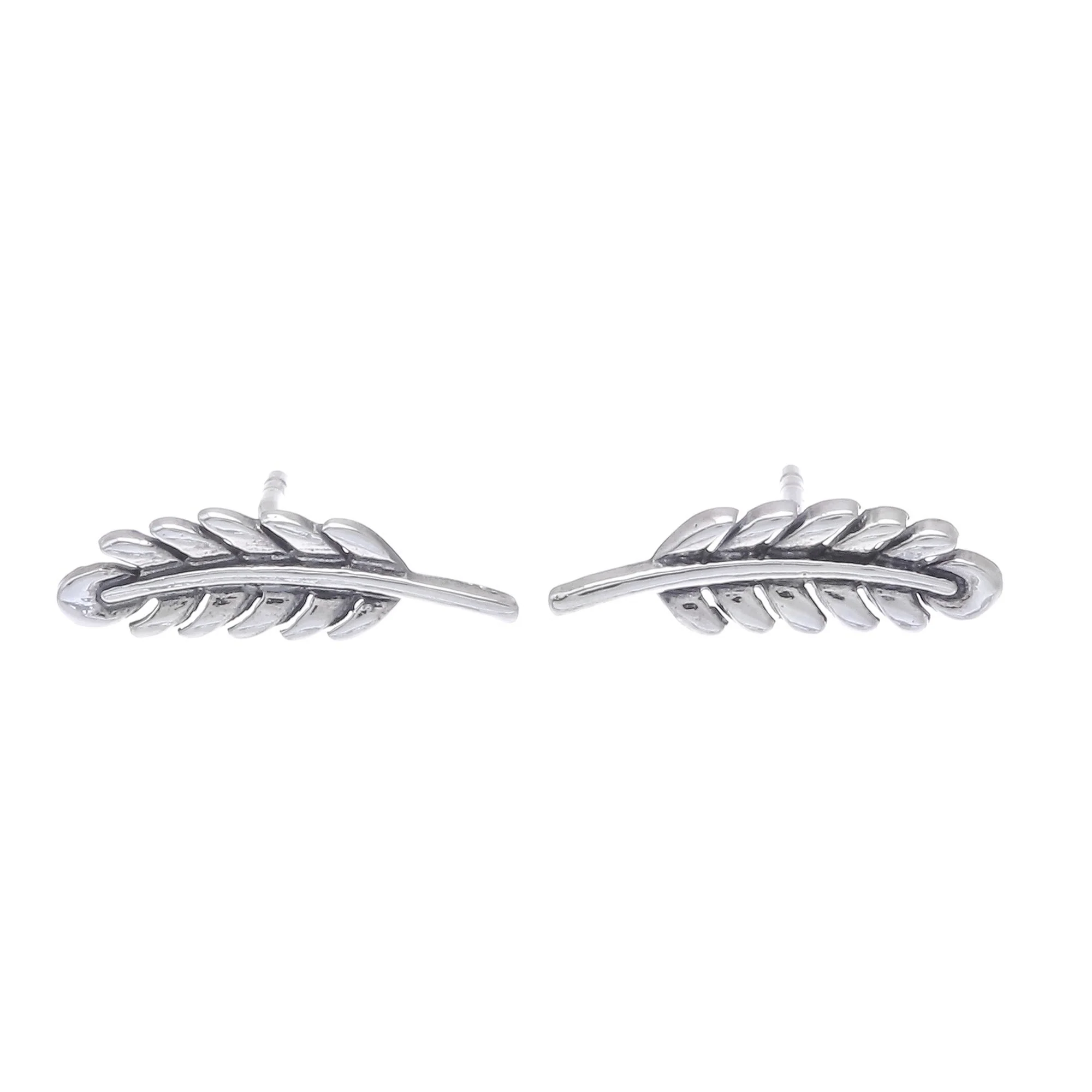 Adorable Leaves Leafy Sterling Silver Stud Earrings from Thailand - Image 2