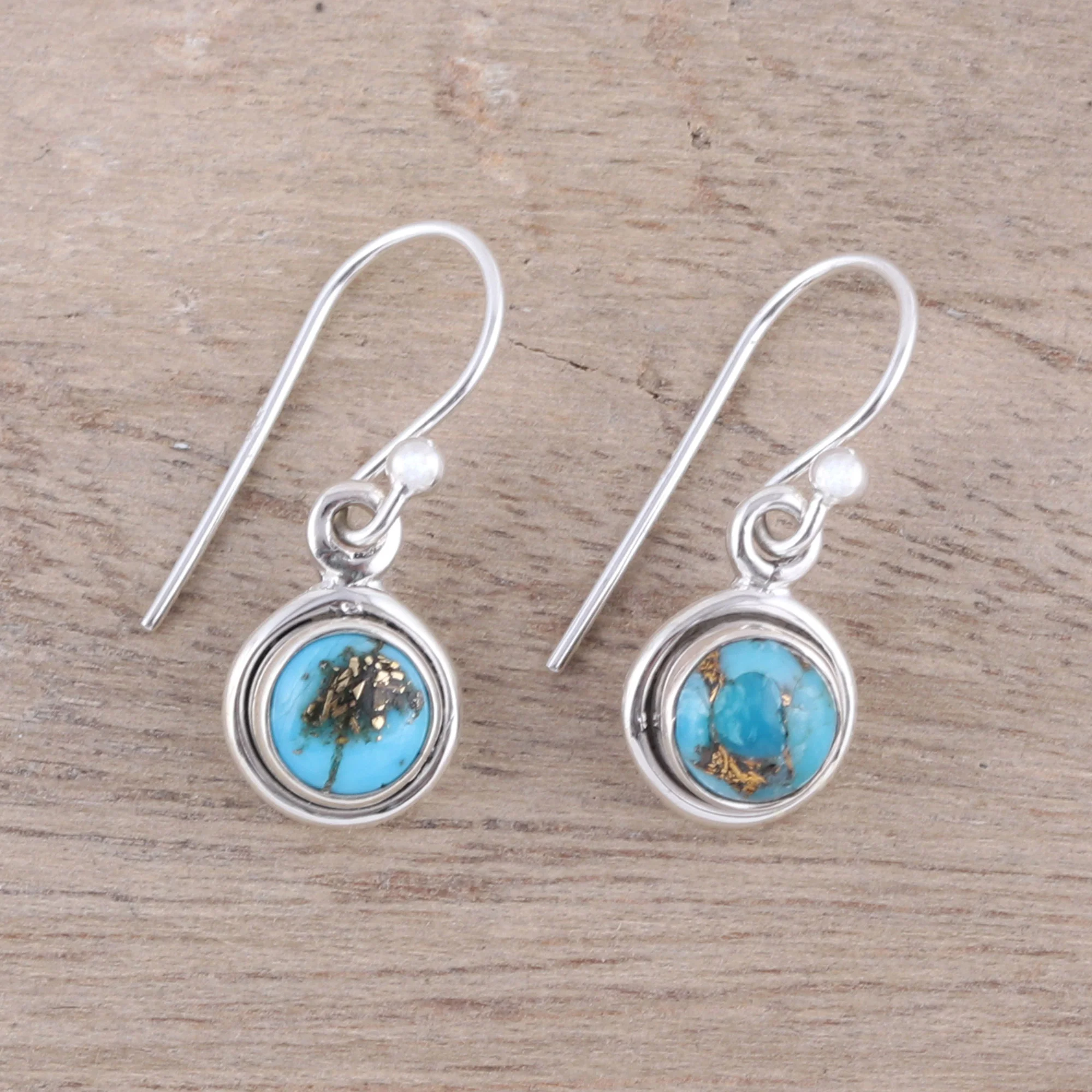 Adorable Moon in Blue Sterling Silver and Blue Composite Turquoise Earrings - Image 3