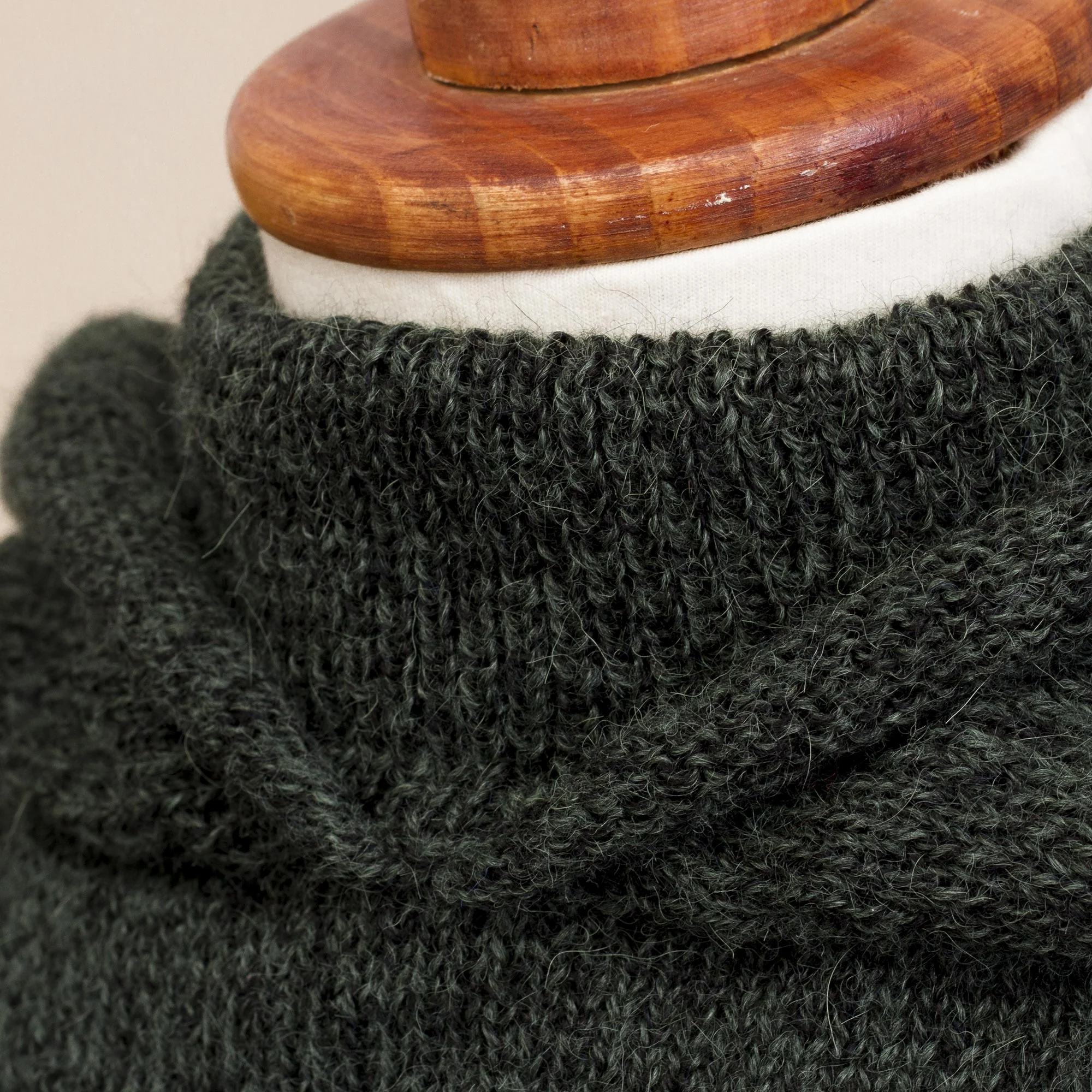 Adventurous Style in Moss Knit Alpaca Blend Hooded Poncho in Moss from Peru - Image 5