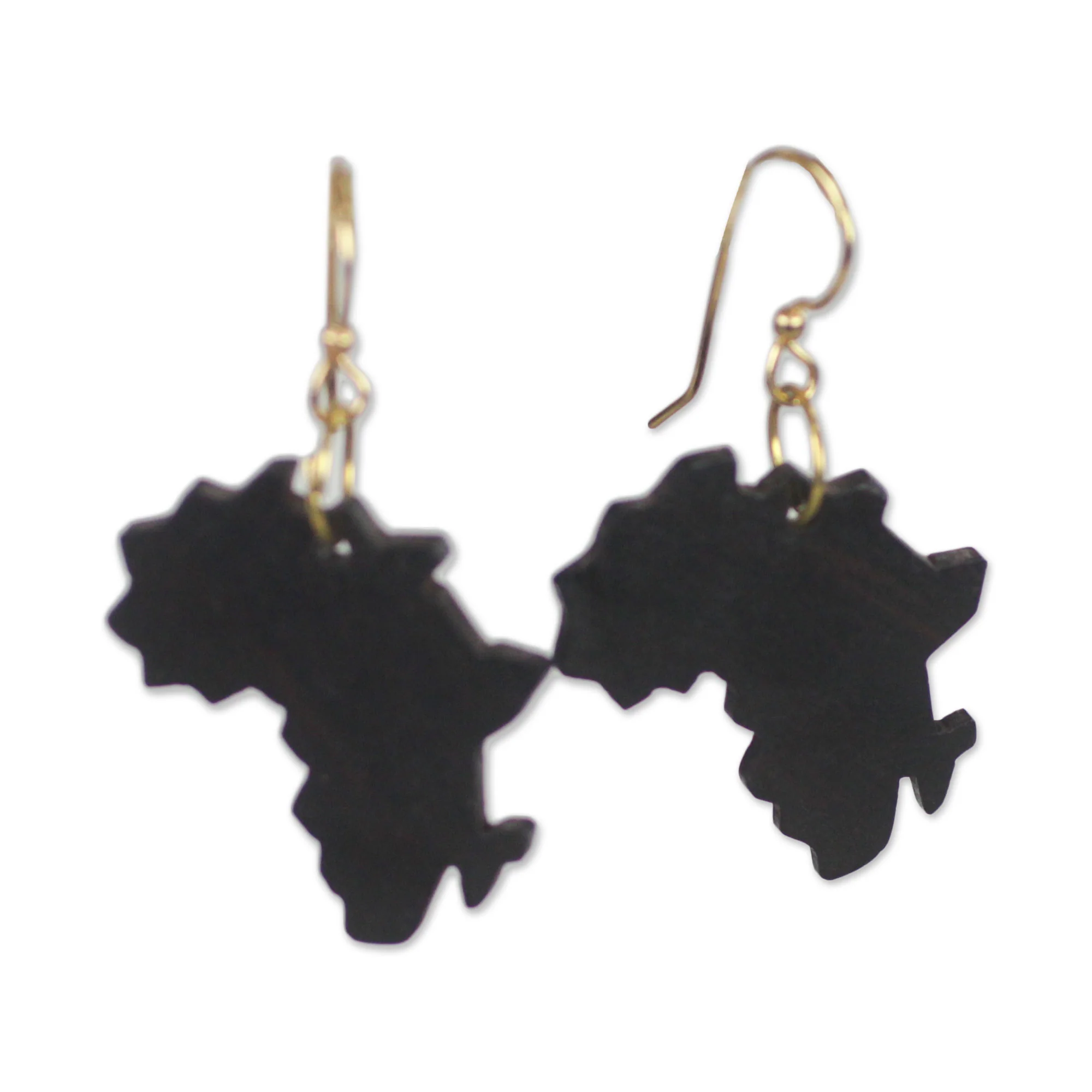 Africa Atlas Handmade Ebony Wood Africa Map Dangle Earrings from Ghana - Image 2