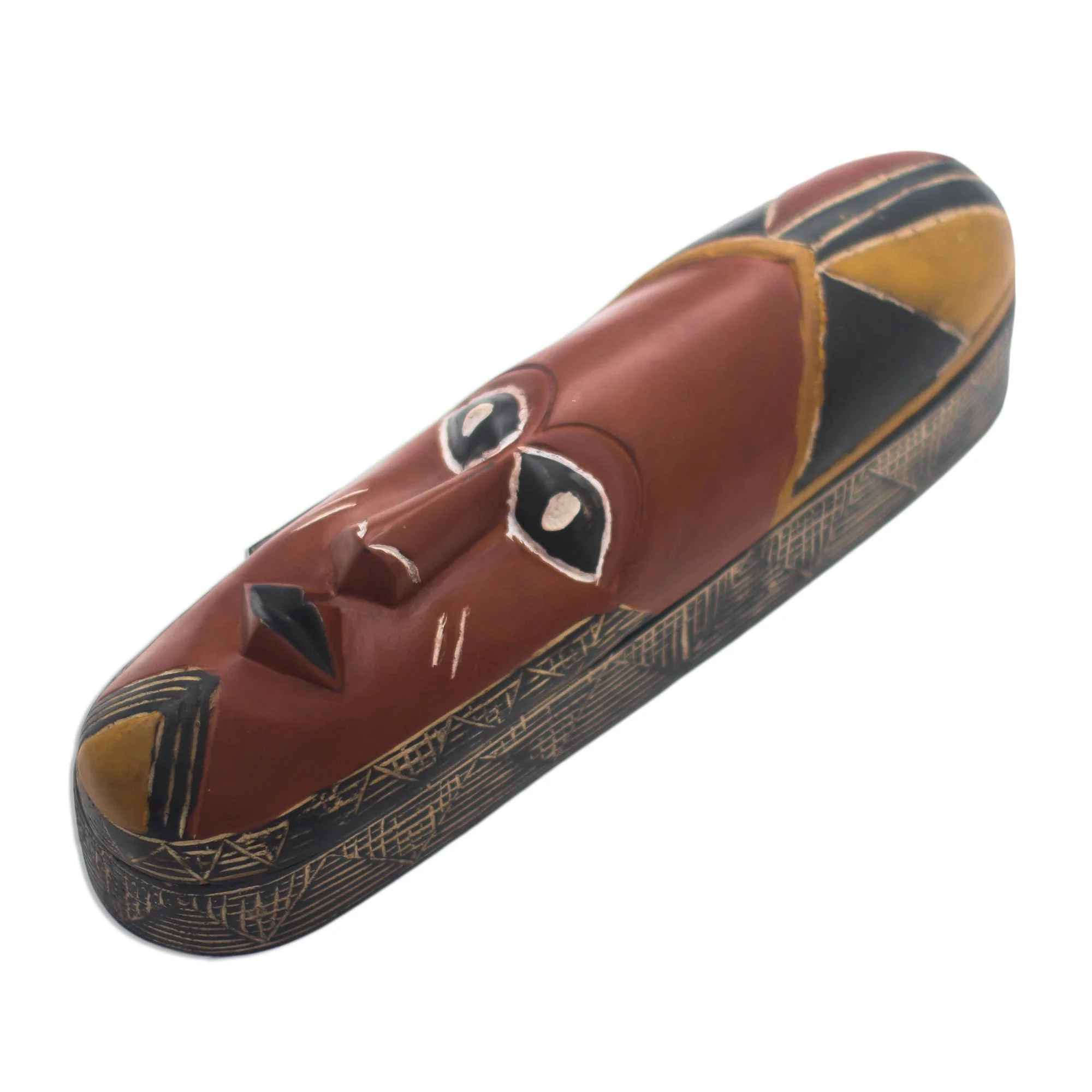 African Pride Wood Decorative Box Shaped Like an African Mask - Image 2