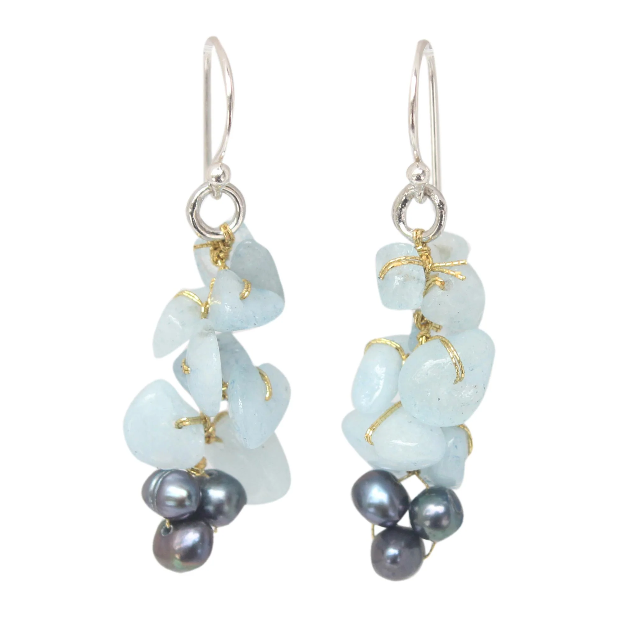 Afternoon Sigh Aquamarine Beaded Earrings - Image 2