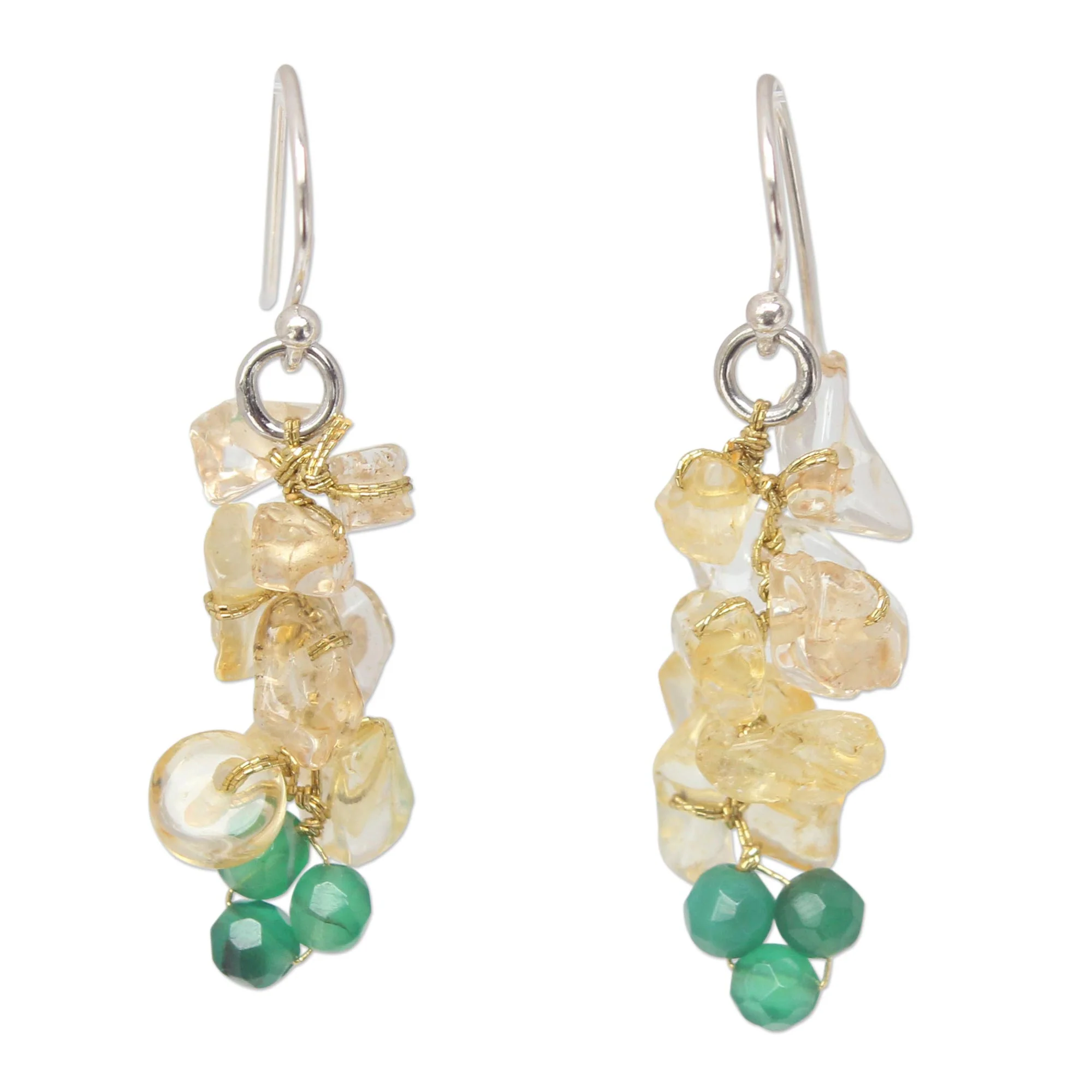 Afternoon Sun Multi-Gem Silver Cluster Earrings - Image 2