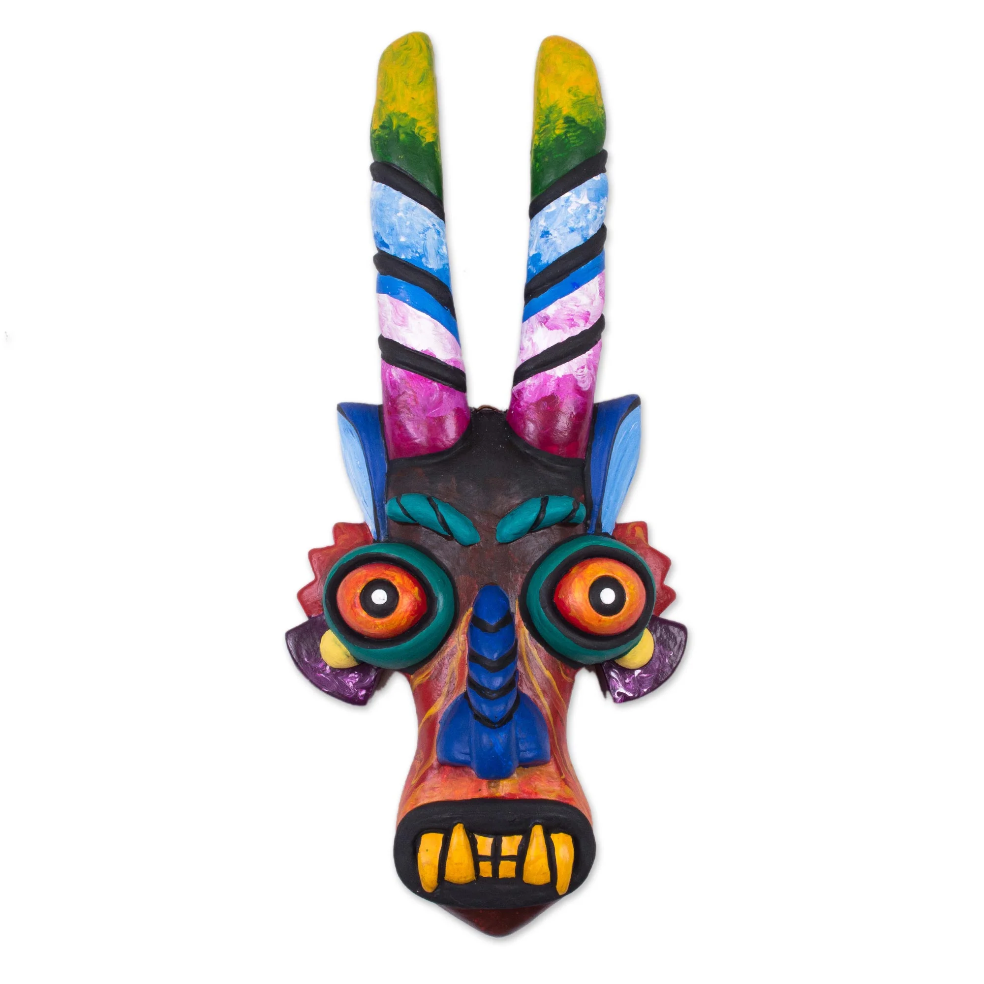 Age-Old Devil Colorful Ceramic Devil Mask from Peru - Image 2
