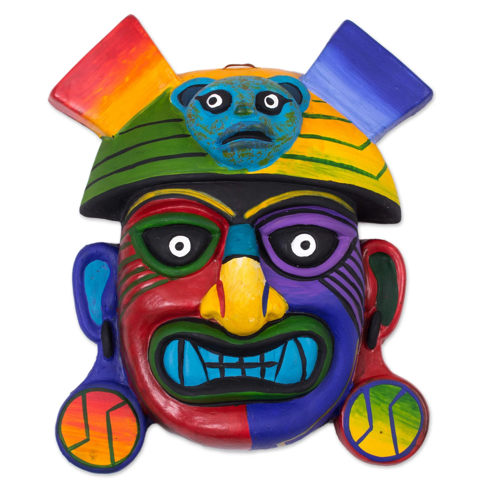 Ai Apaec Handcrafted Ceramic Wall Mask of Ai Apaec from Peru - Image 2