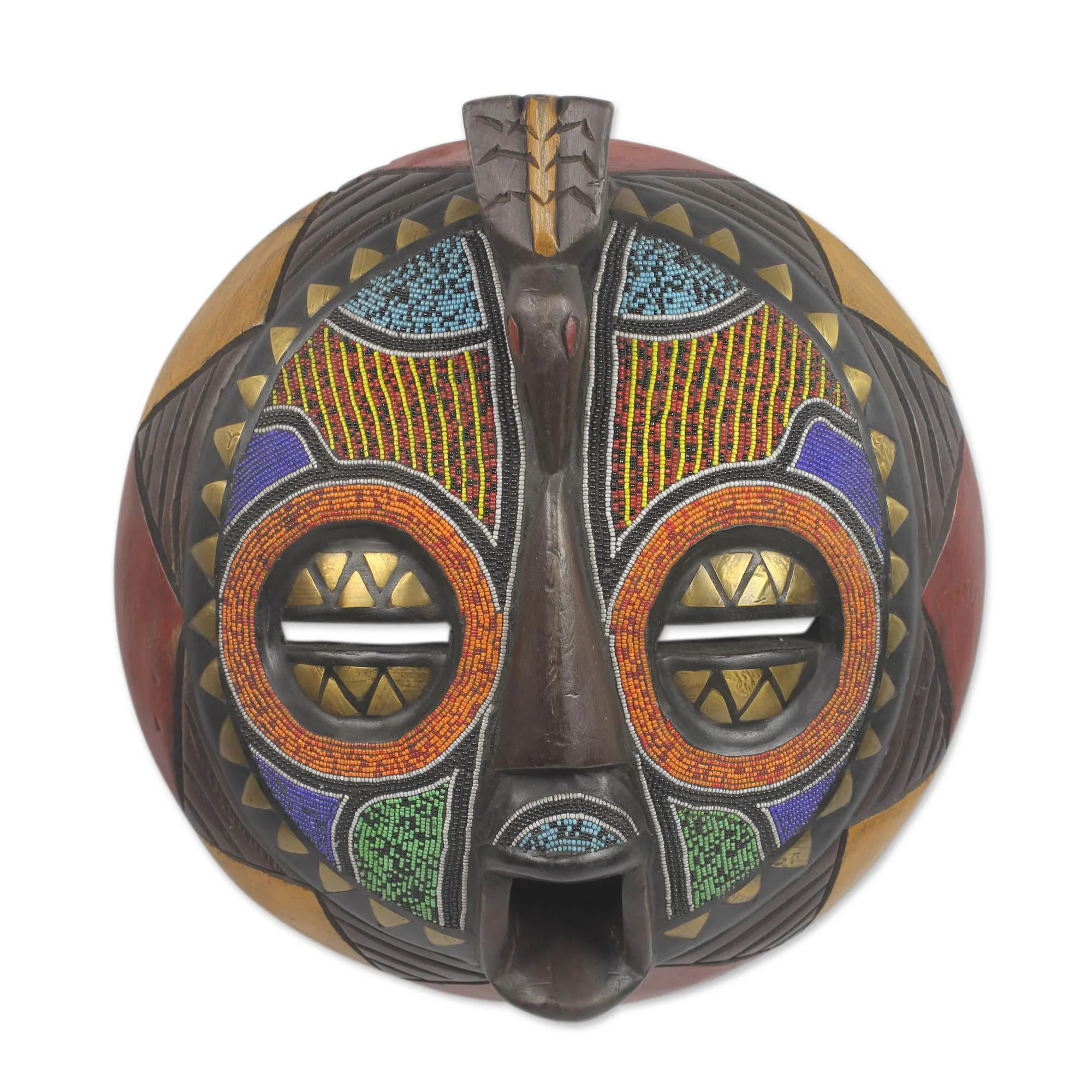 Akan Anoma Colorful Handcrafted Bird African Mask - Image 2
