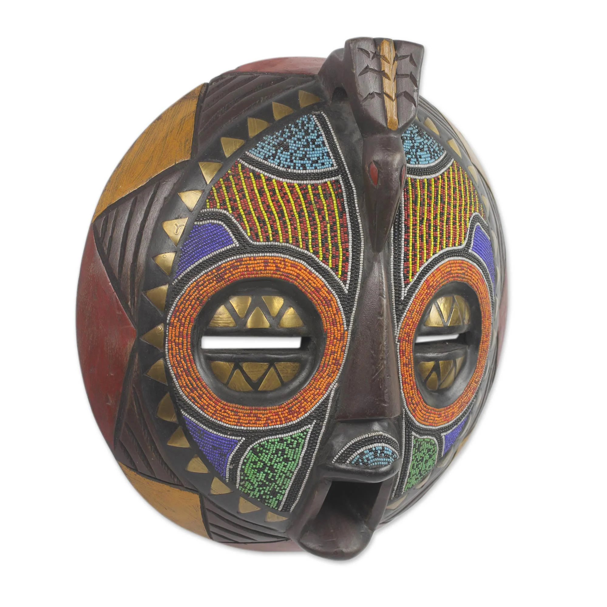 Akan Anoma Colorful Handcrafted Bird African Mask - Image 3