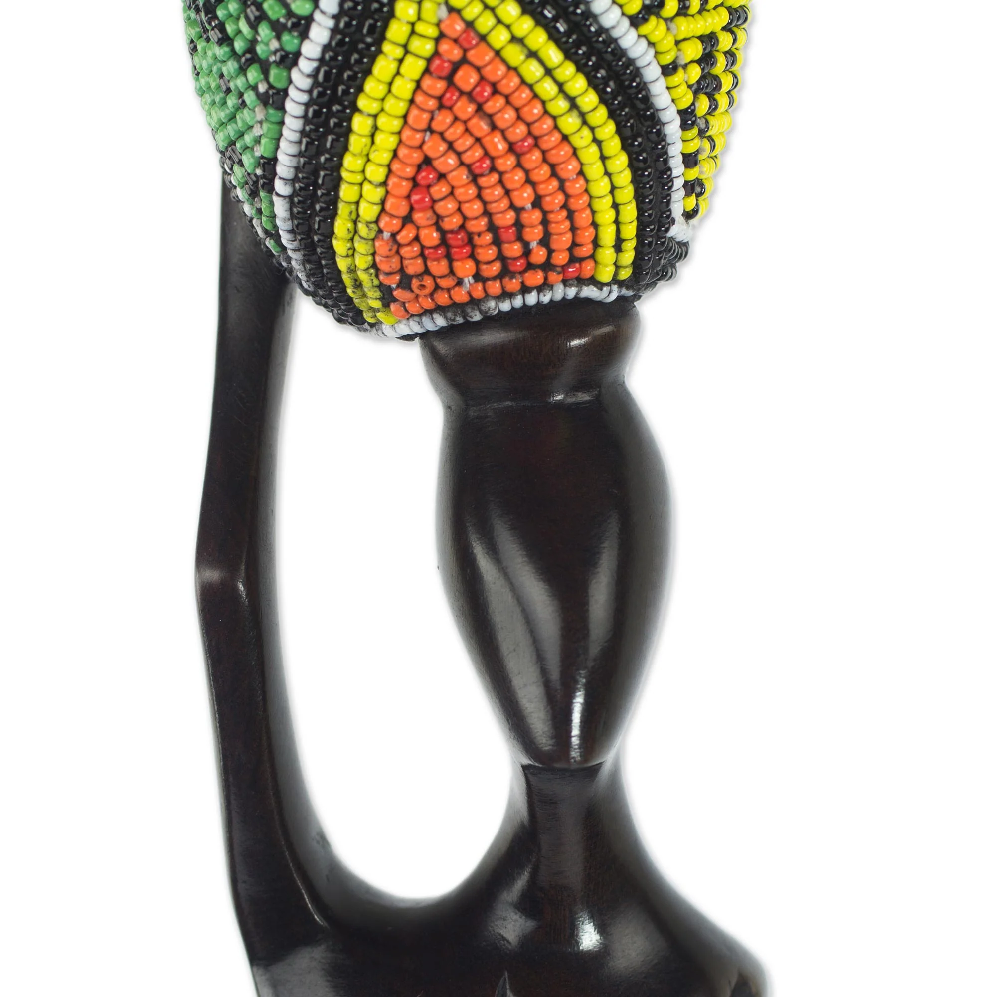 Akatua Handmade Ghanaian Ebony Wood and Recycled Glass Sculpture - Image 5