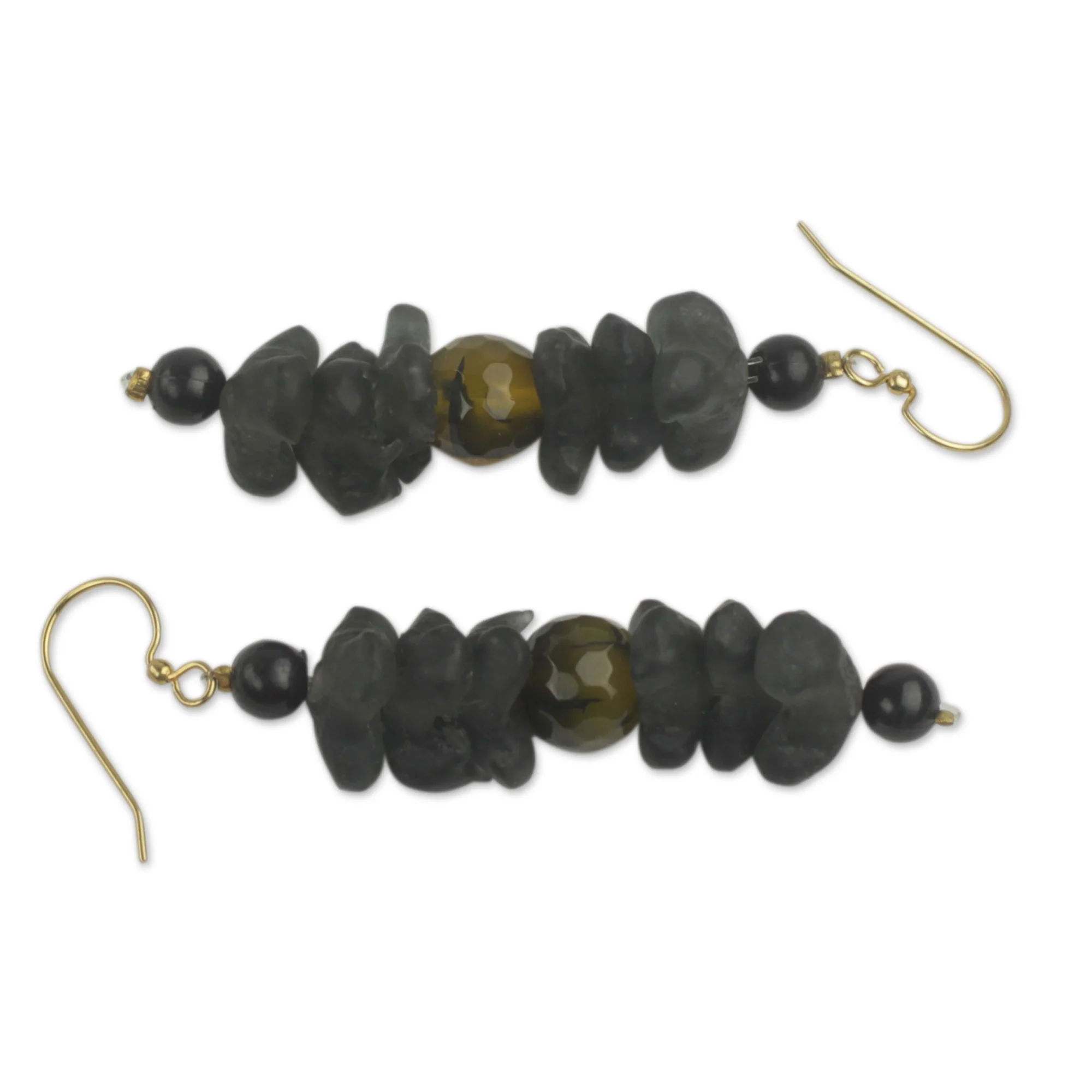 Akorfa Artisan Crafted Amber Earrings with Recycled Glass Beads - Image 3