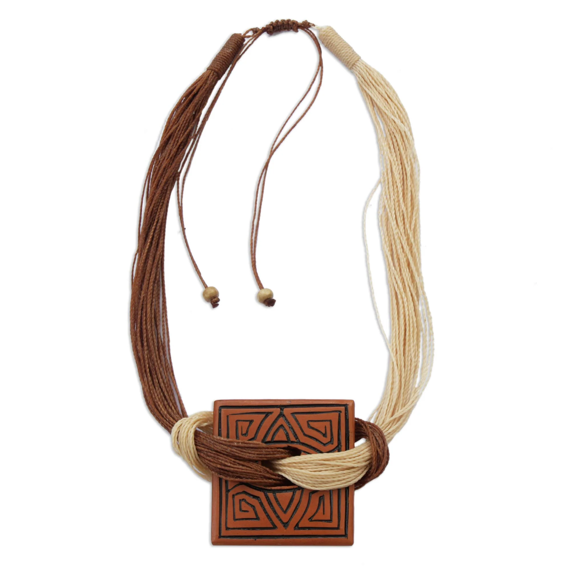 Amazon Labyrinth Labyrinth Motif Ceramic Pendant Necklace from Brazil - Image 2