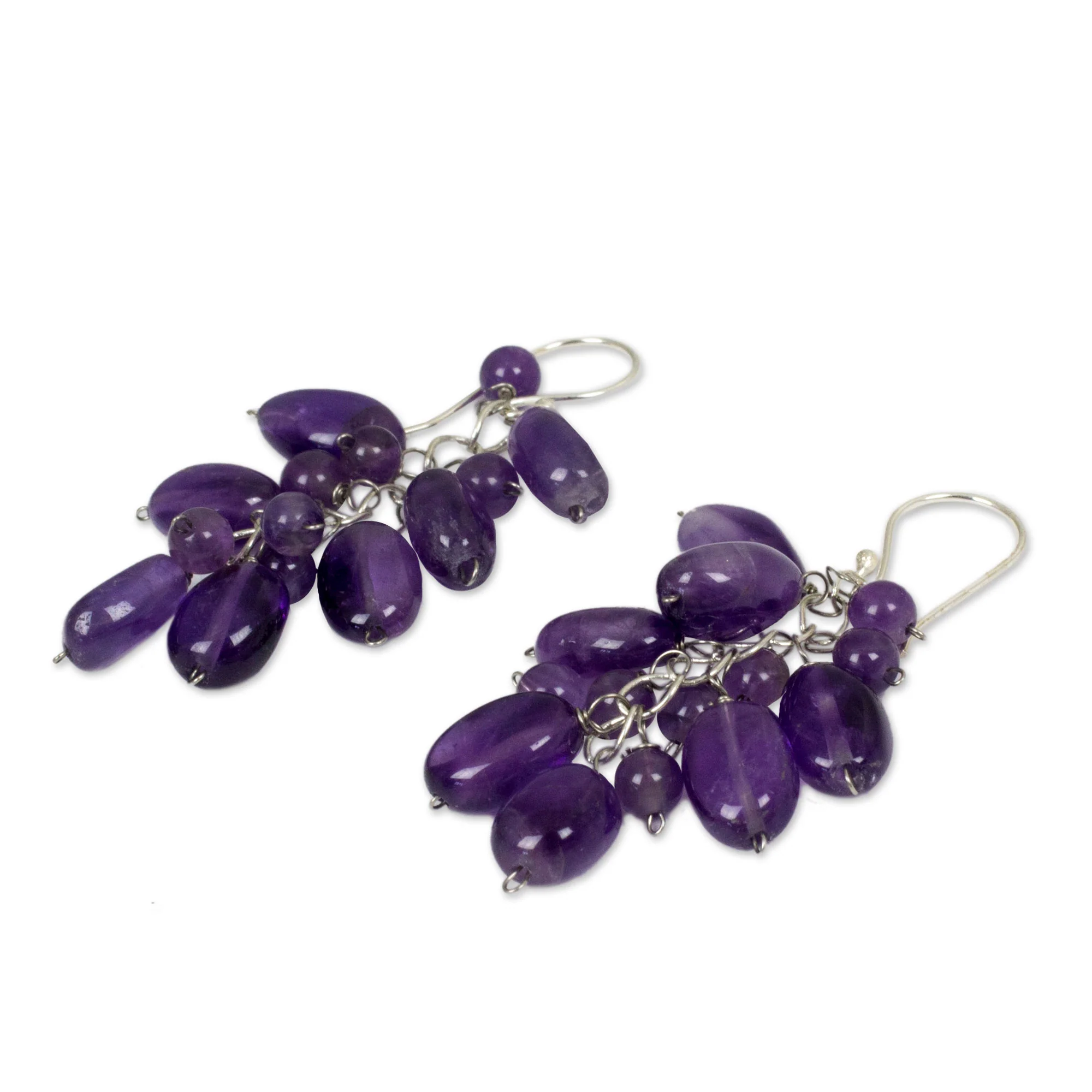 Violet Clouds Amethyst Cluster Earrings - Image 3