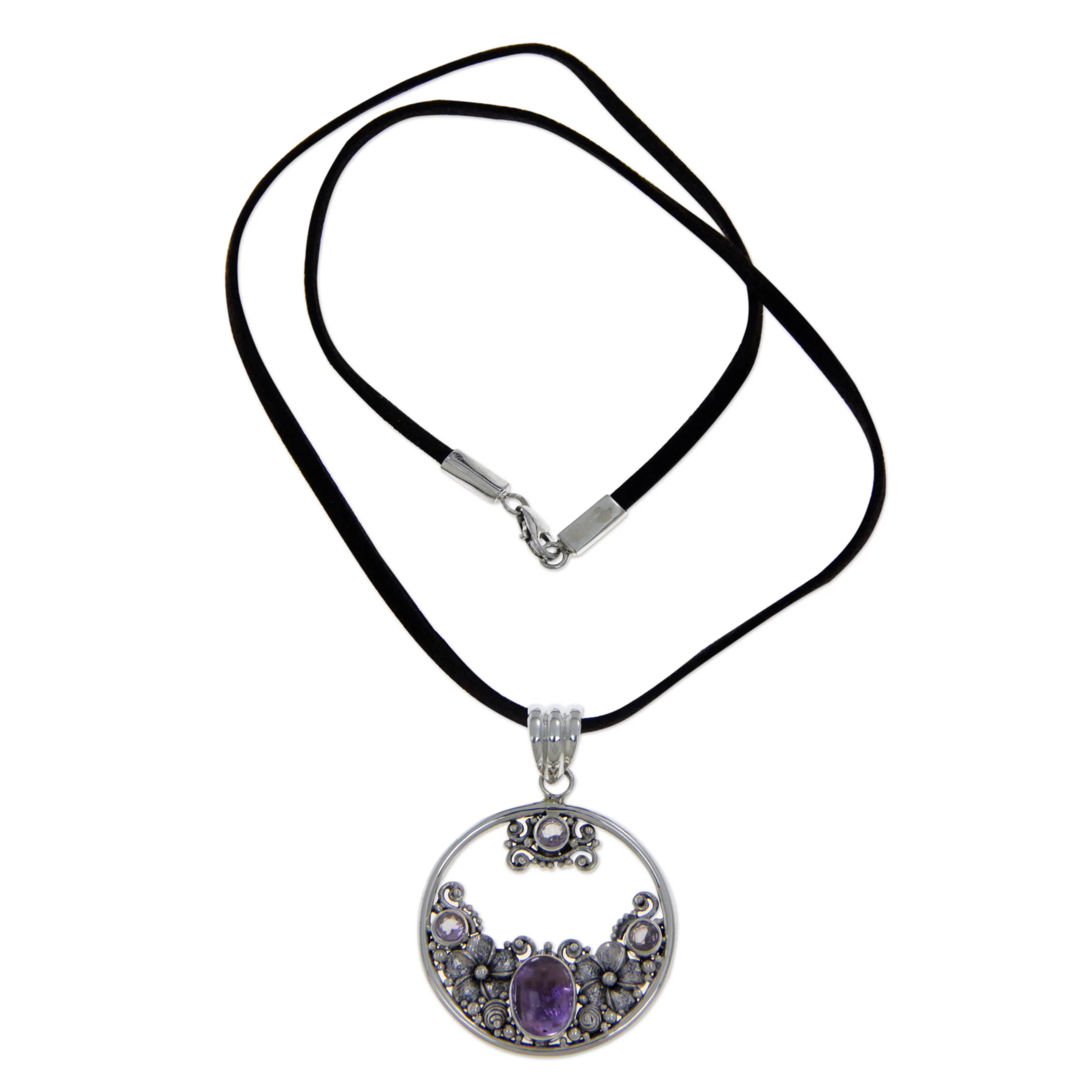Amethyst Frangipani Moon Necklace - Image 2