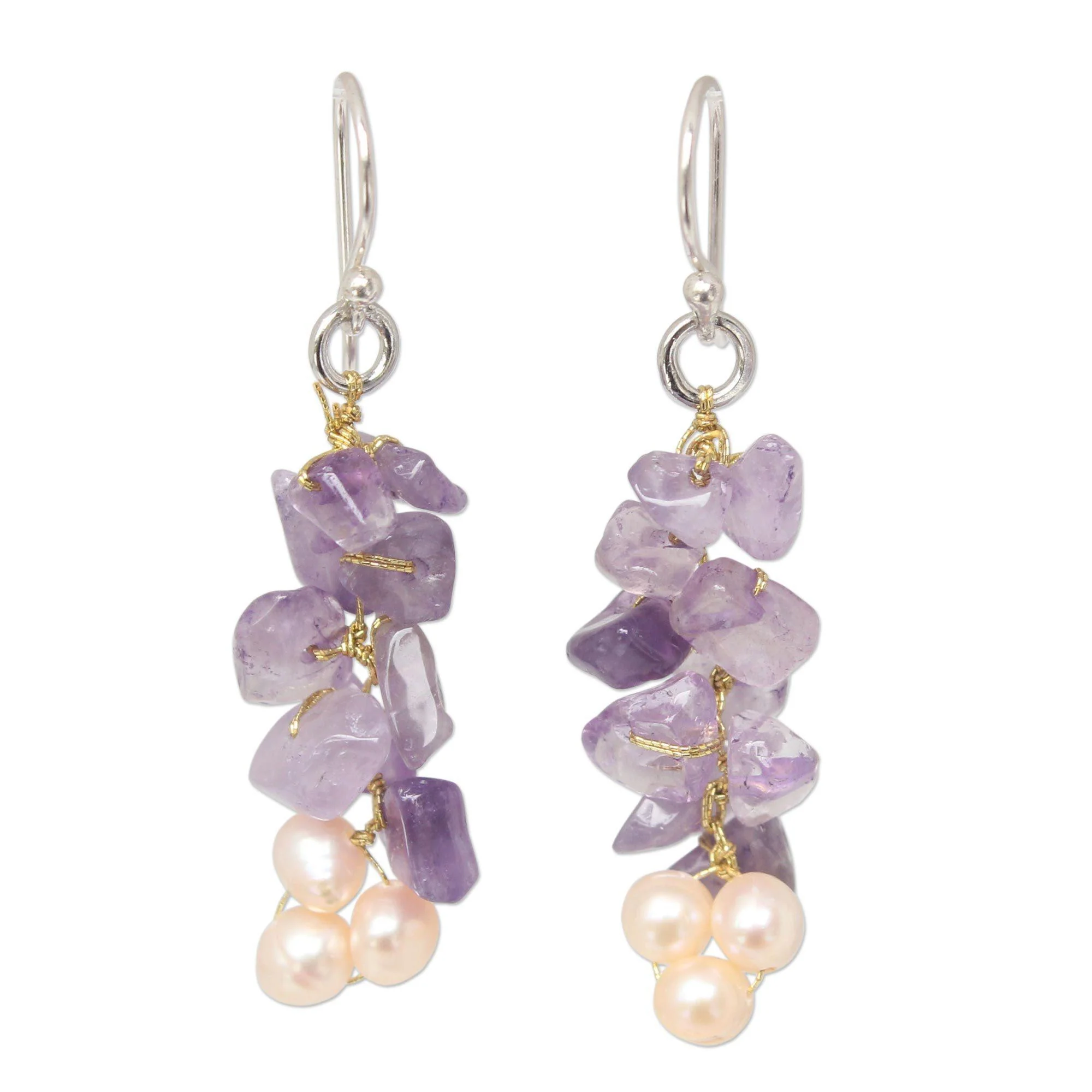 Amethyst & Freshwater Pearl Earrings - Image 2