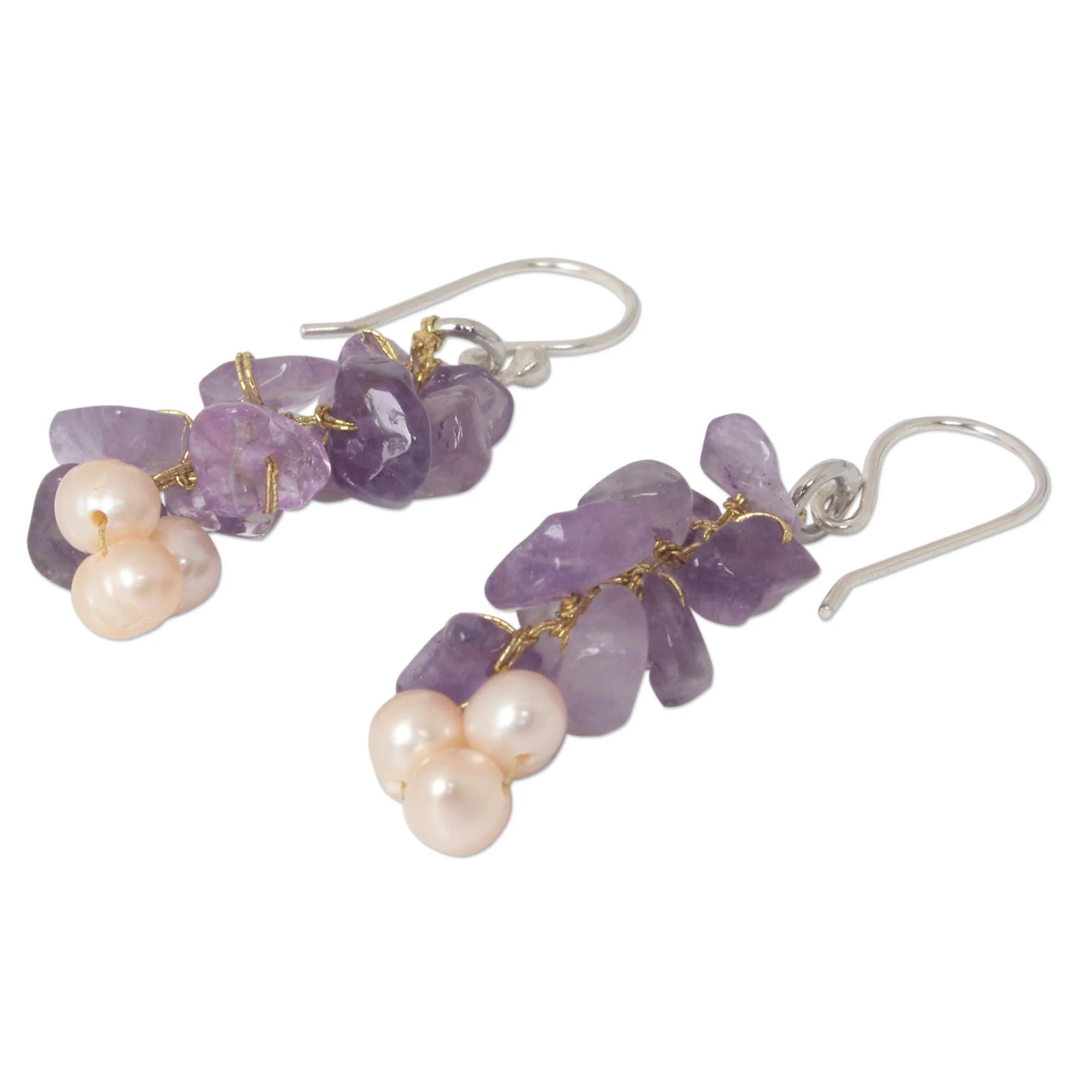 Amethyst & Freshwater Pearl Earrings - Image 3