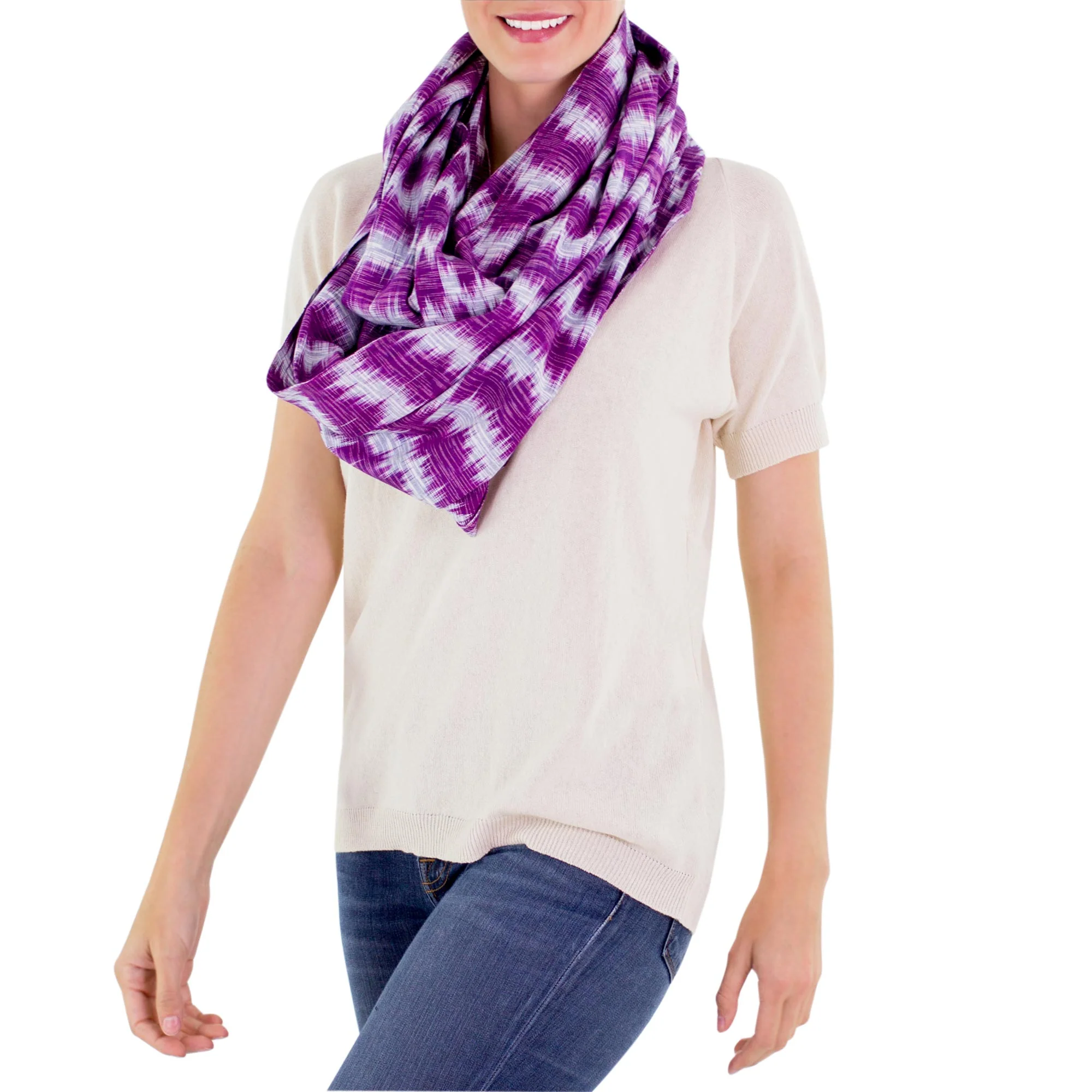Amethyst Twilight Handcrafted Cotton Infinity Scarf - Image 2
