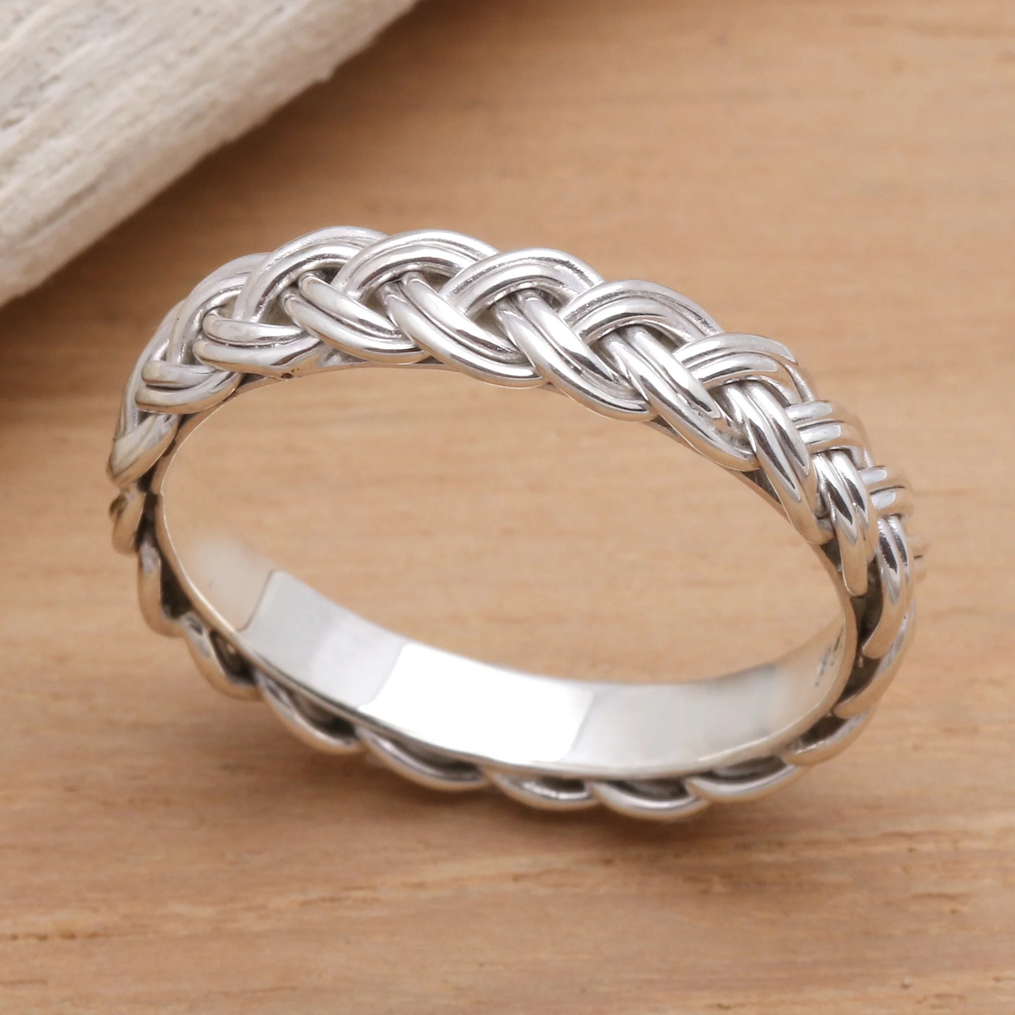 Amlapura Braid Braided Sterling Silver Band RIng for Women - Image 3