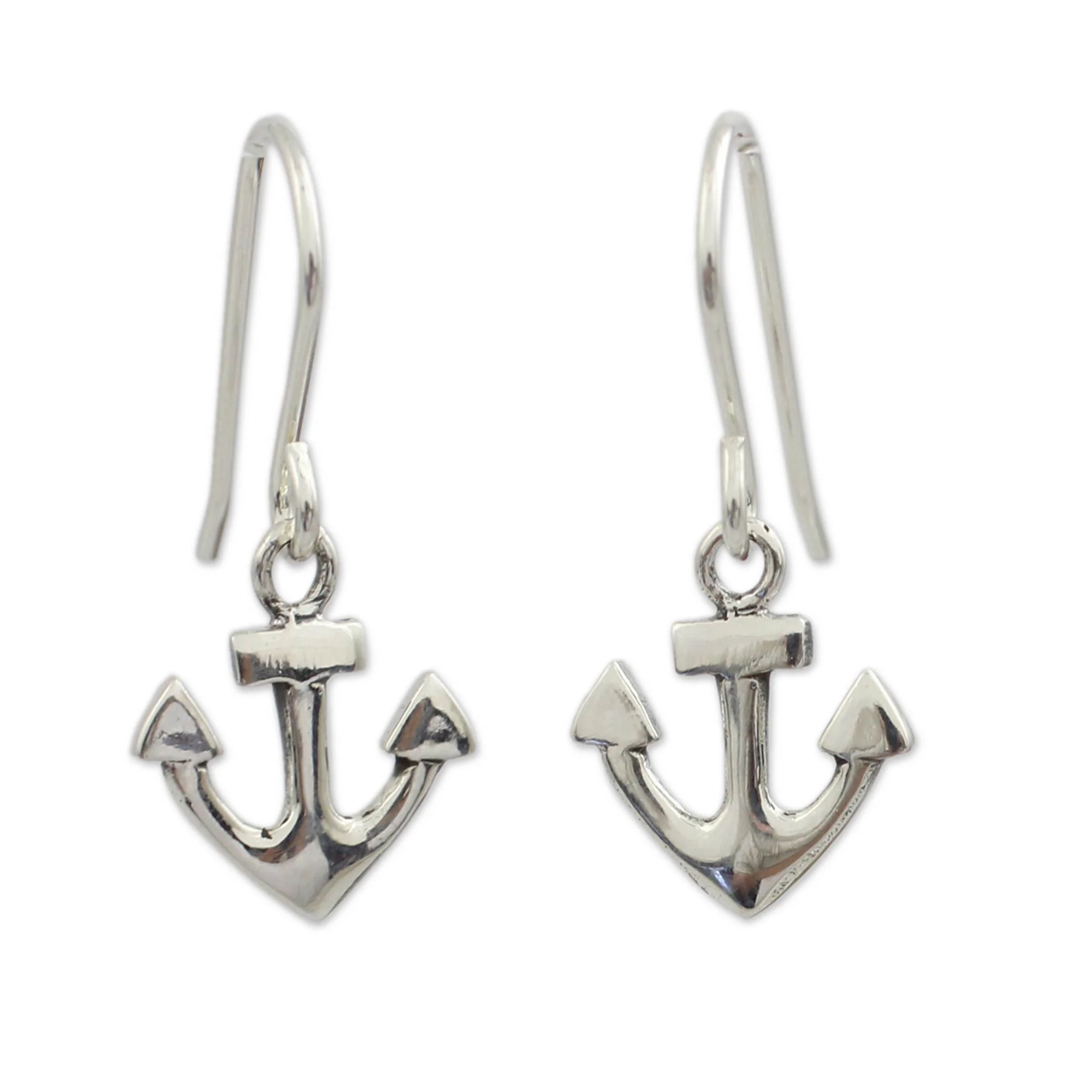 Anchors Aweigh Handcrafted Sterling Silver Anchor Dangle Earrings - Image 2