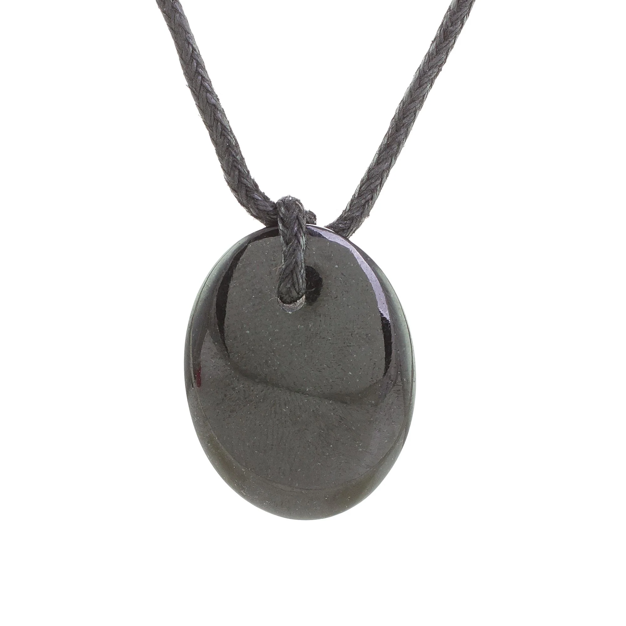 Ancient Allure Black Jade Pendant Necklace with Cotton Cord - Image 3
