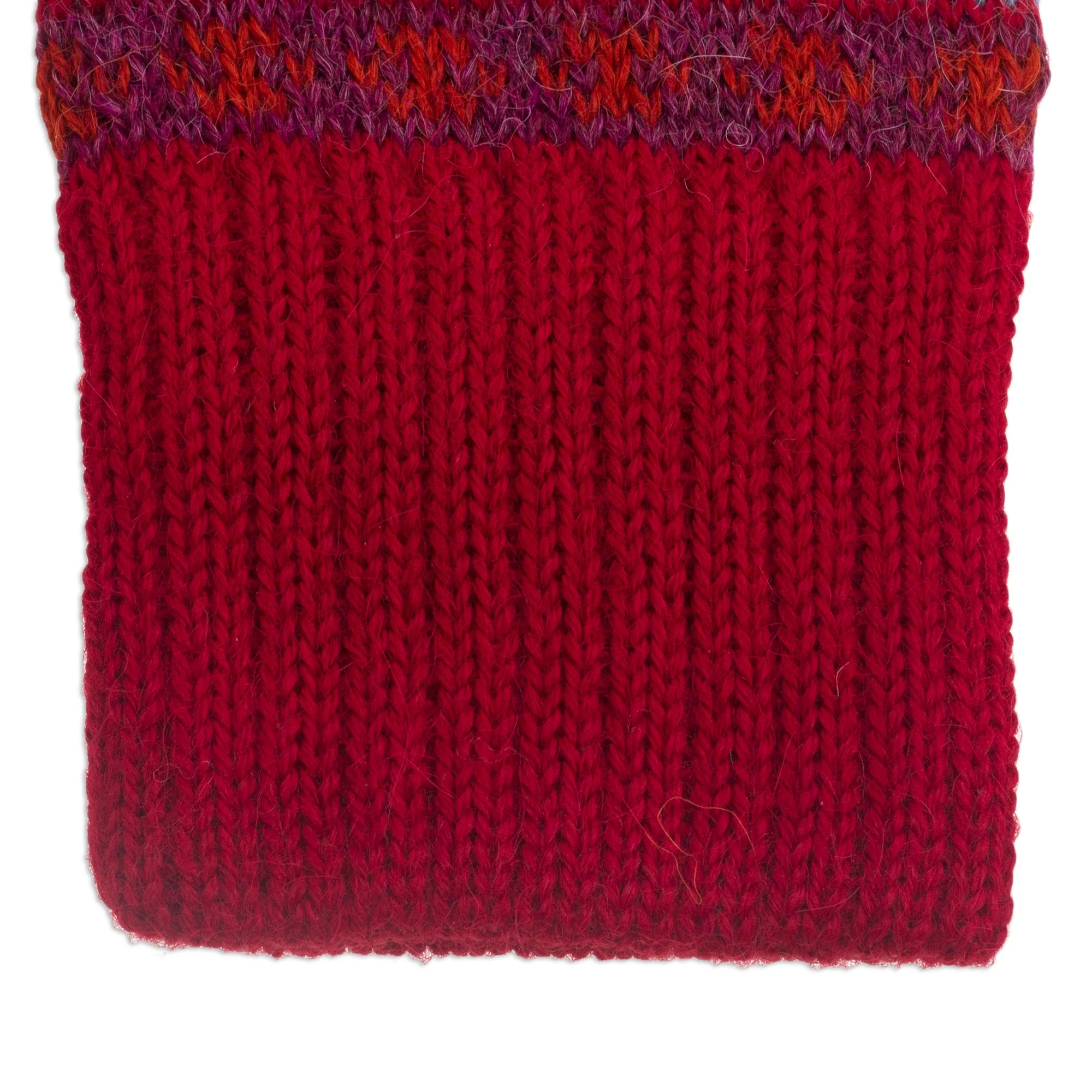 Andean Art Striped 100% Alpaca Knit Gloves from Peru - Image 5