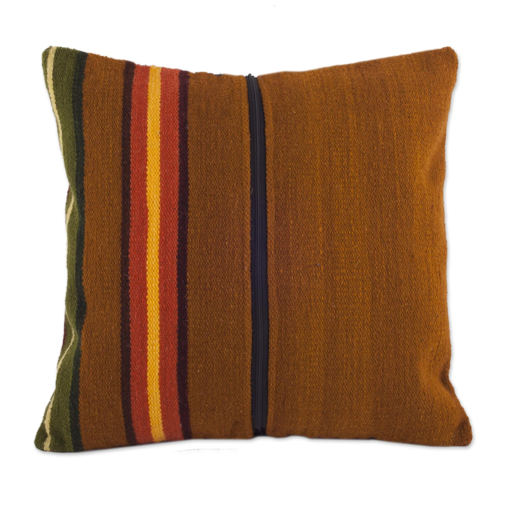 Andean Illusion Handwoven Striped Wool Cushion Cover from Peru - Image 4